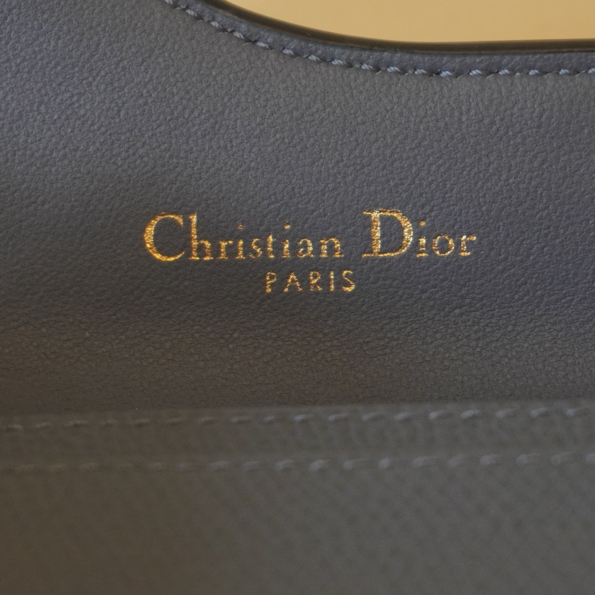 PRE-OWNED - Grained Calfskin Saddle Blue Card Holder