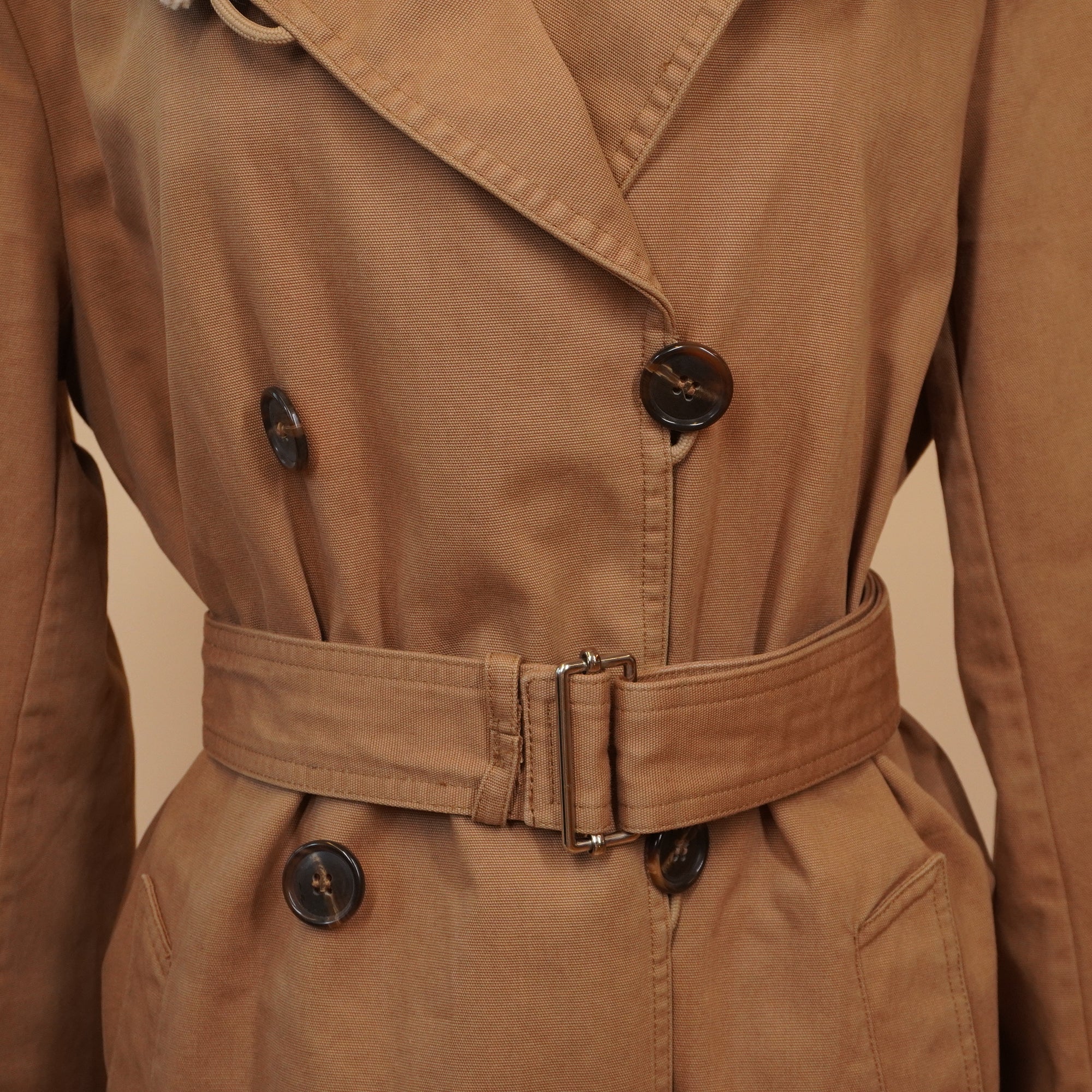 PRE-OWNED Shearling-Collar Cotton Canvas Coat SIZE L