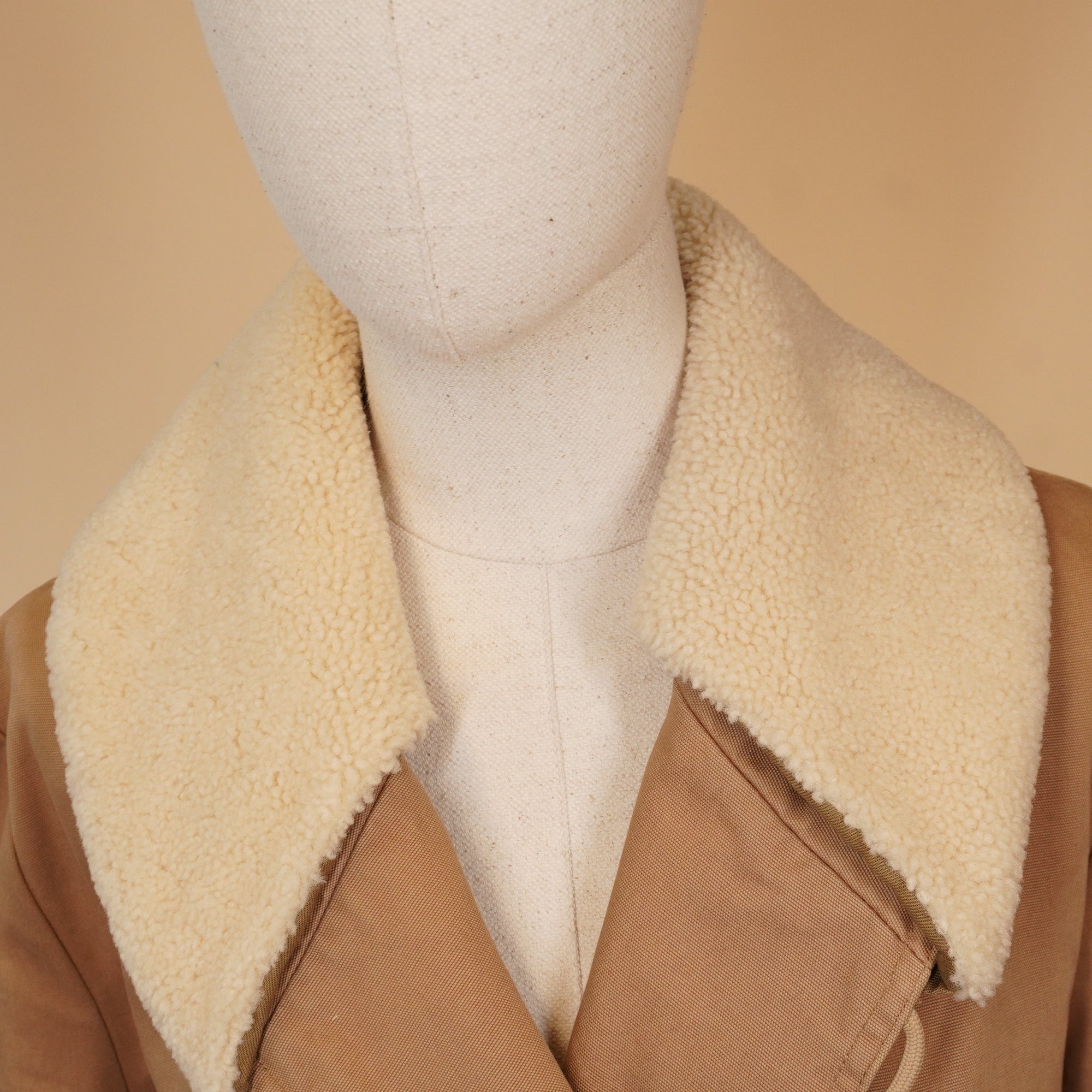 PRE-OWNED Shearling-Collar Cotton Canvas Coat SIZE L
