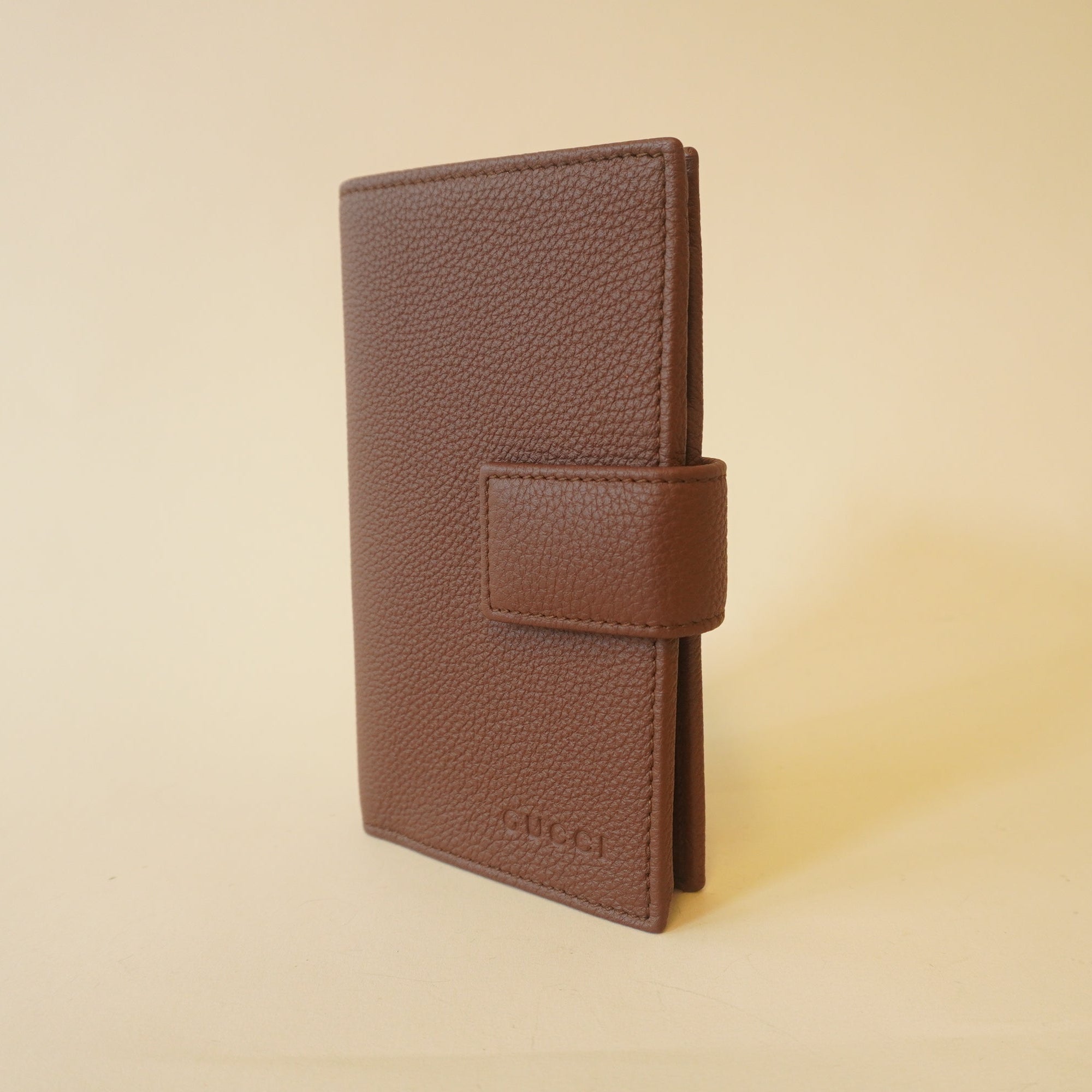 PRE-OWNED Leather Trifold Wallet Brown