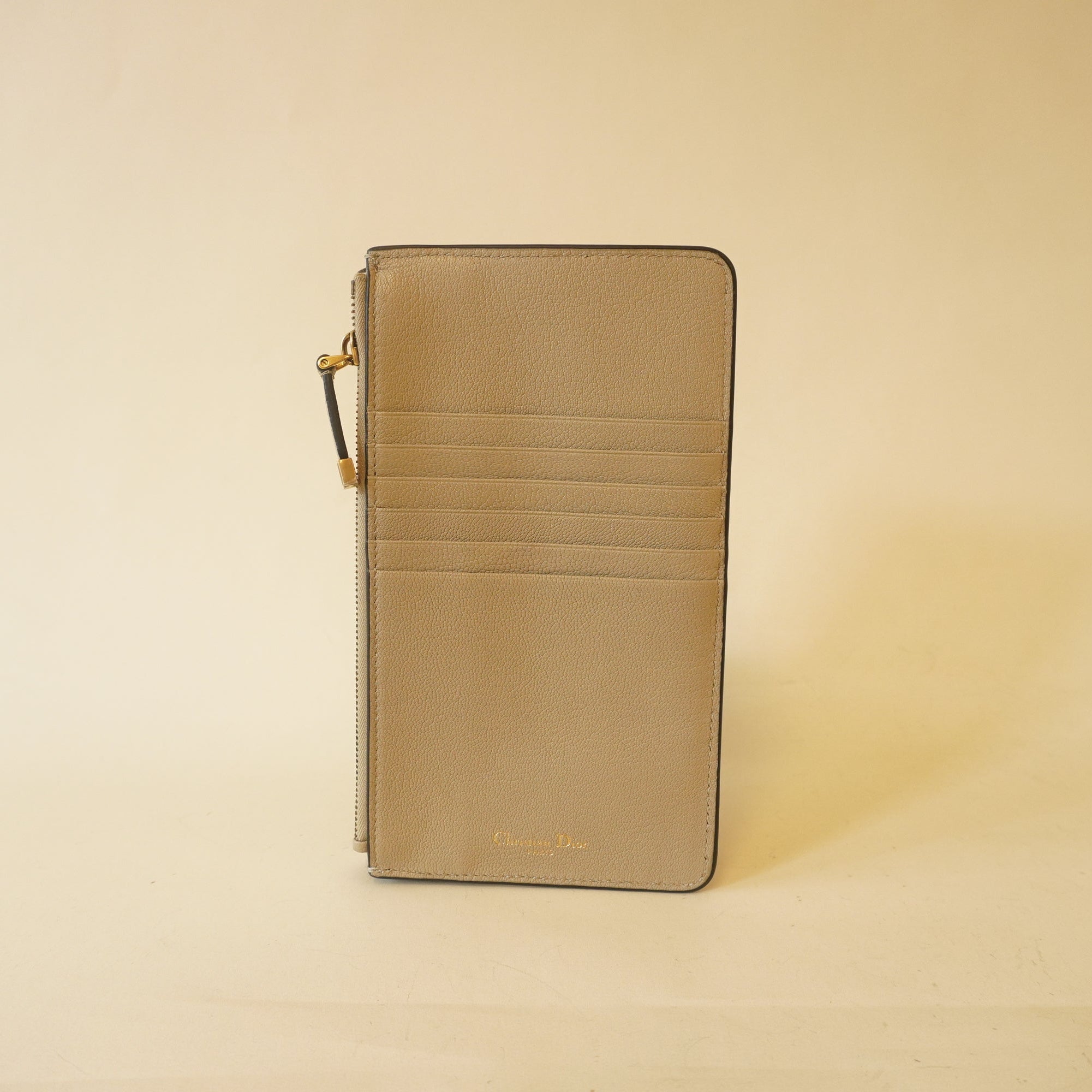 PRE-OWNED Beige Large Saddle Flap Zipped Wallet