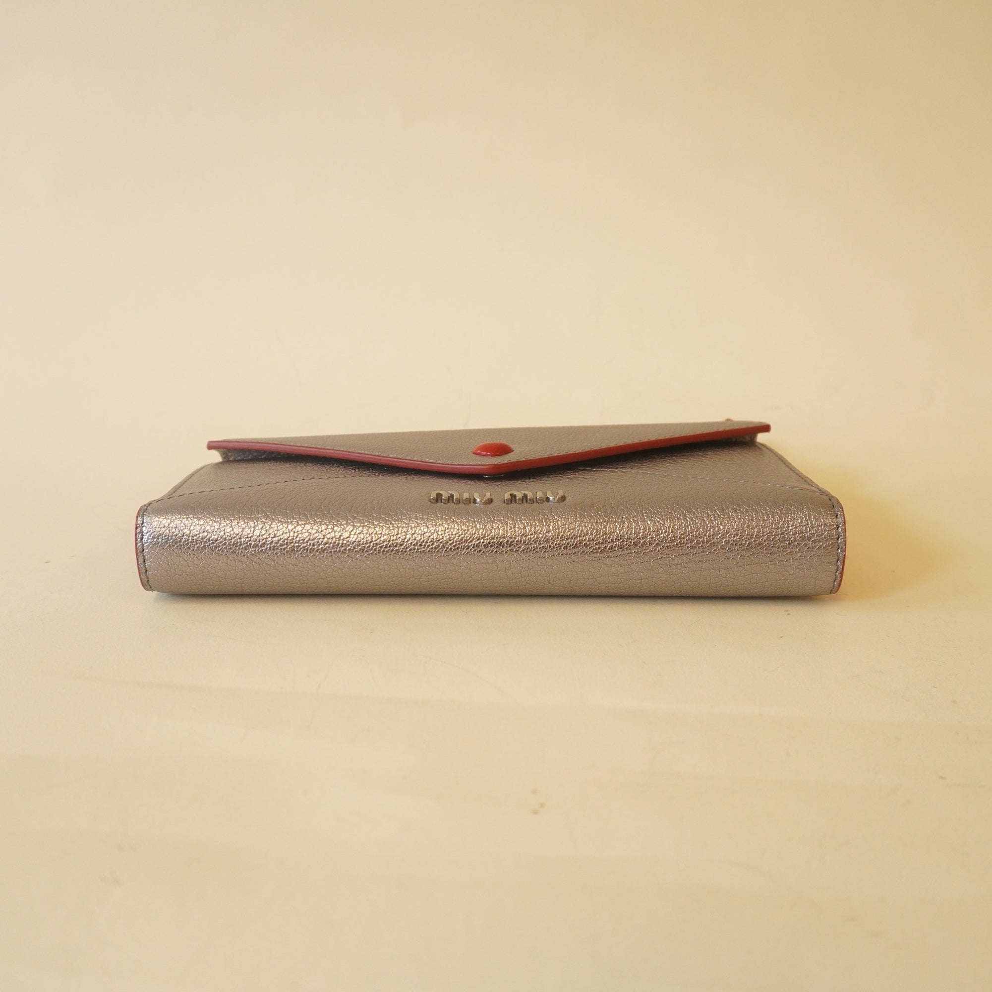 PRE-OWNED Silver Goatskin Madras Love Envelope Wallet Cromo