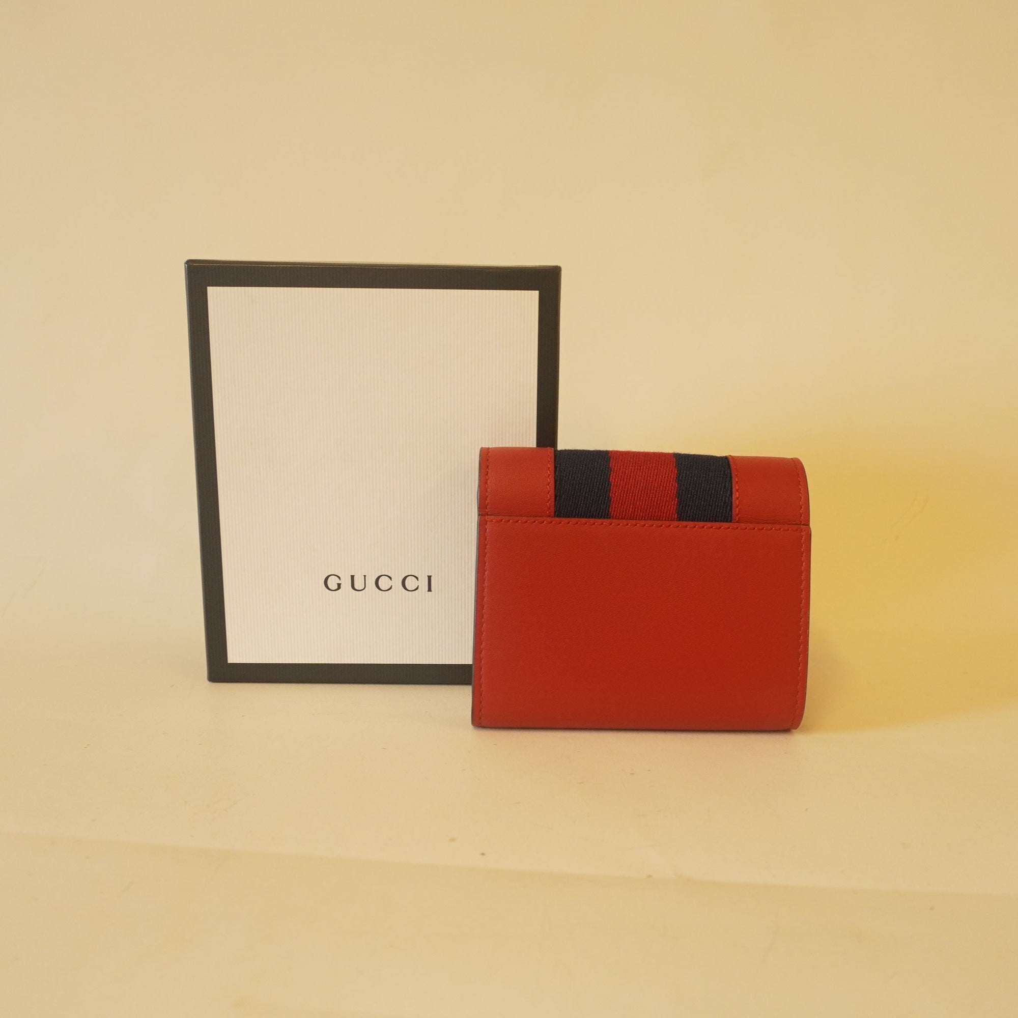 PRE-OWNED  Calfskin Sylvie Wallet Hibiscus Red