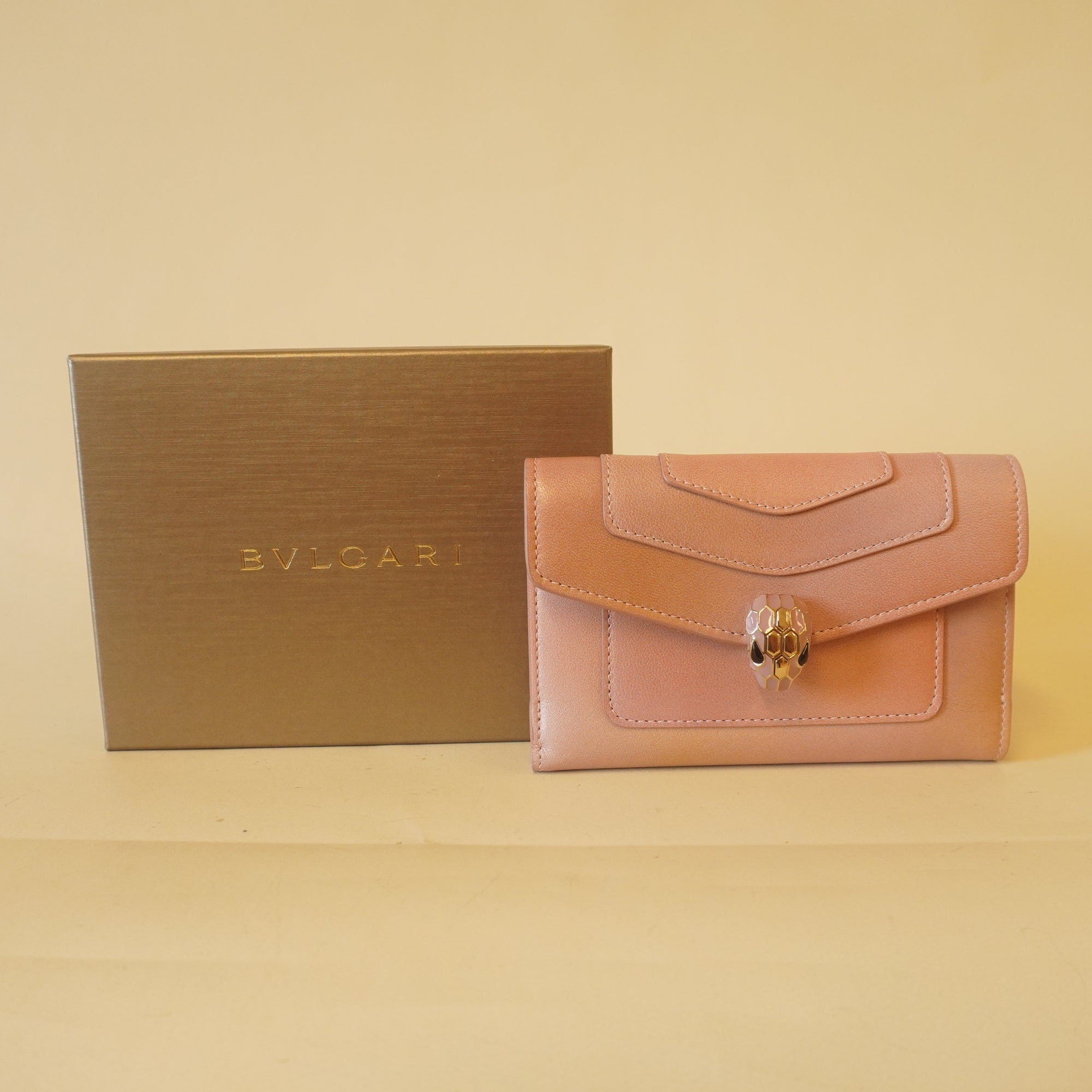 PRE-OWNED Gradient Pink Serpenti Forever Bifold Wallet