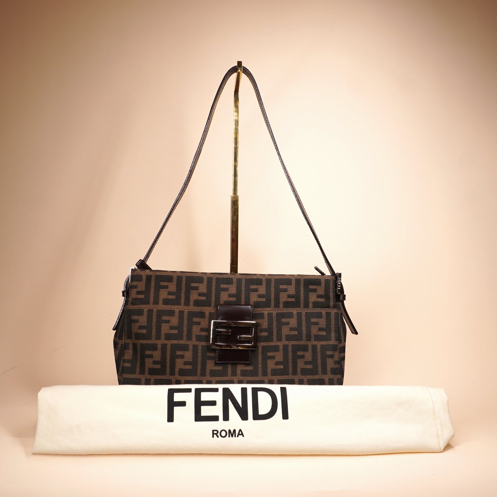PRE-OWNED Brown Zucca Canvas Shoulder Bag
