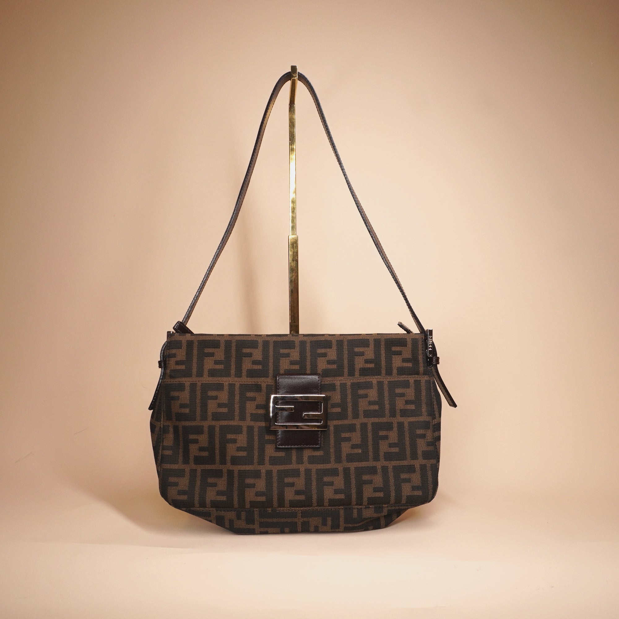 PRE-OWNED Brown Zucca Canvas Shoulder Bag
