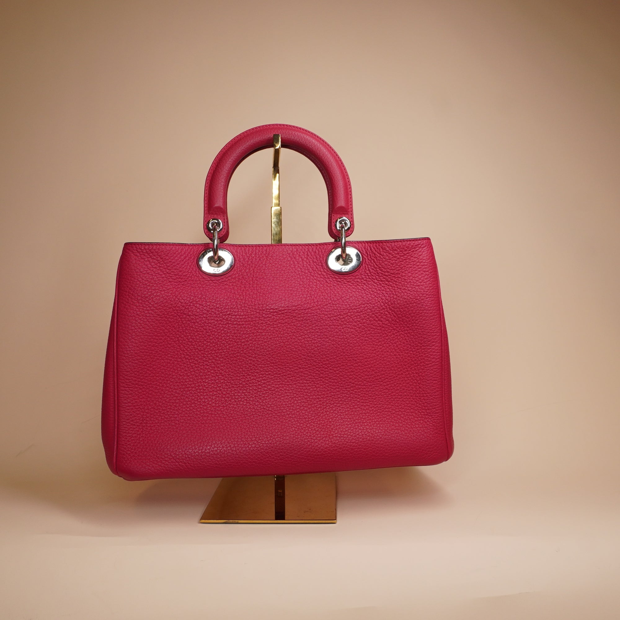 PRE-OWNED Pink Pebbled Leather Medium Diorissimo Tote Bag