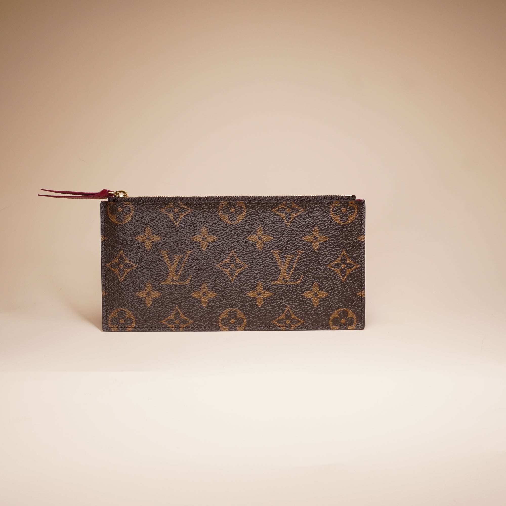 PRE-OWNED LV Monogram Pochette Felicie Chain Wallet Fuchsia