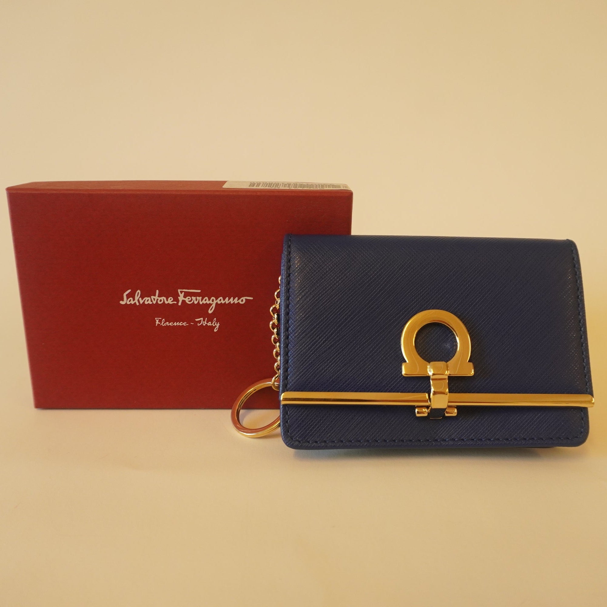 PRE-OWNED Royal Blue Gancini Card Case