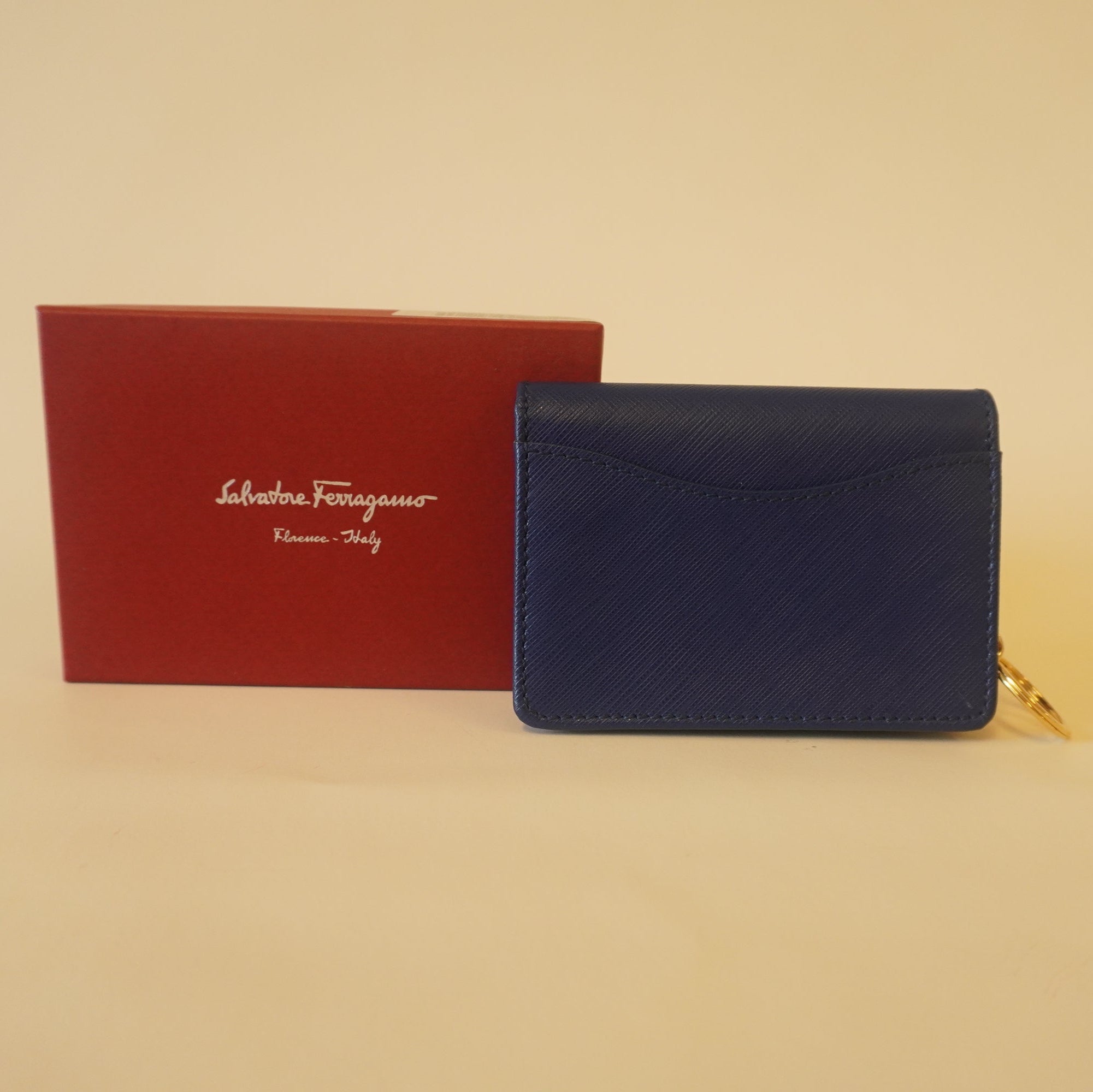 PRE-OWNED Royal Blue Gancini Card Case