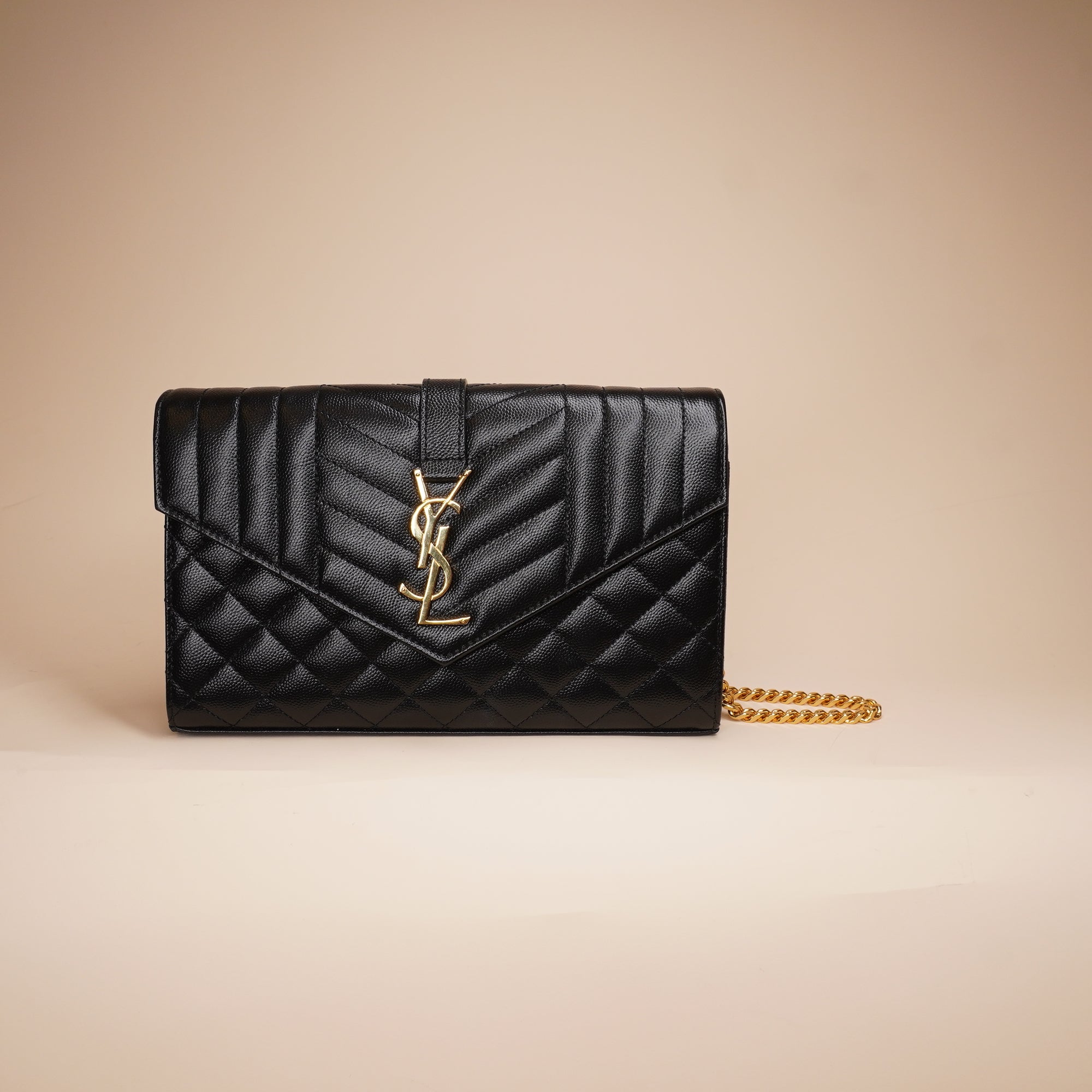PRE-OWNED Black Grain De Poudre Textured Mixed Matelasse Triquilt Monogram Crossbody Bag