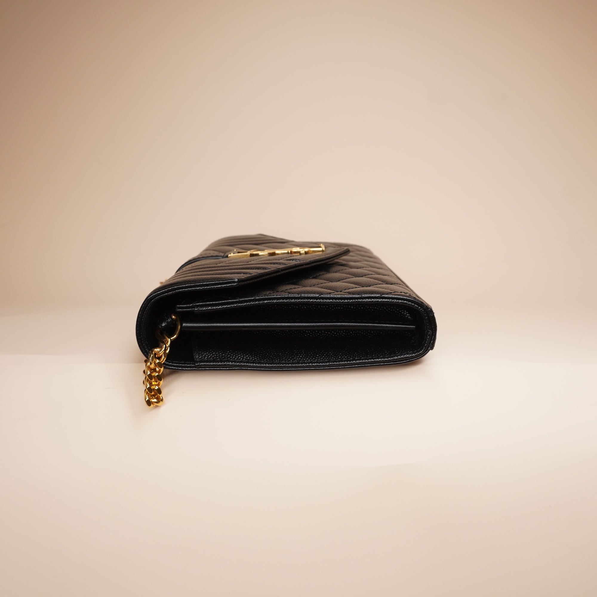 PRE-OWNED Black Grain De Poudre Textured Mixed Matelasse Triquilt Monogram Crossbody Bag