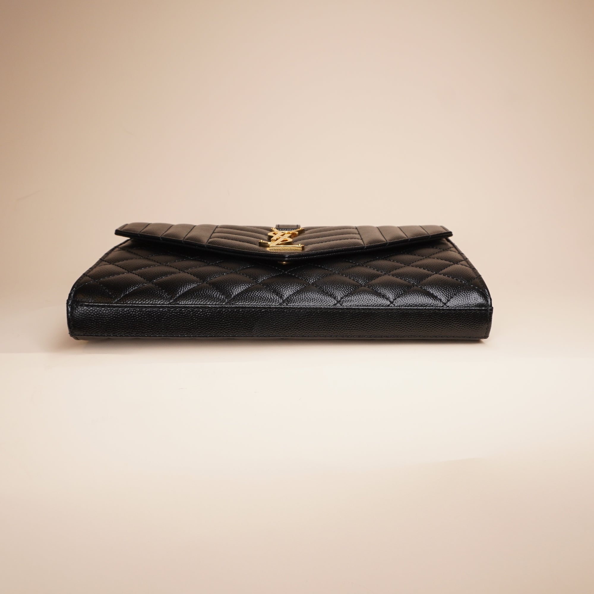 PRE-OWNED Black Grain De Poudre Textured Mixed Matelasse Triquilt Monogram Crossbody Bag