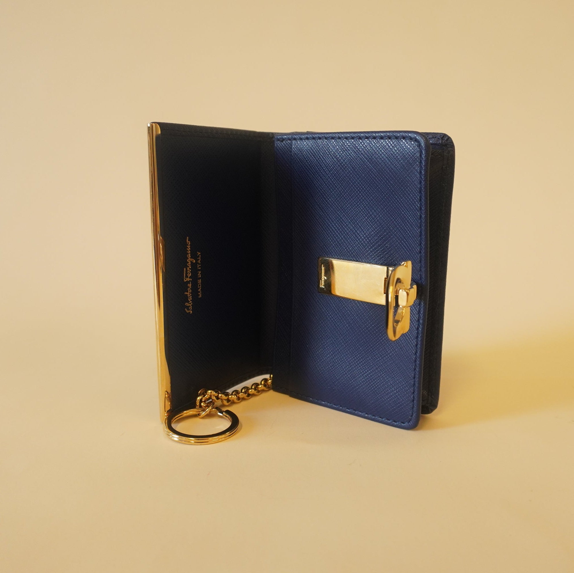 PRE-OWNED Royal Blue Gancini Card Case