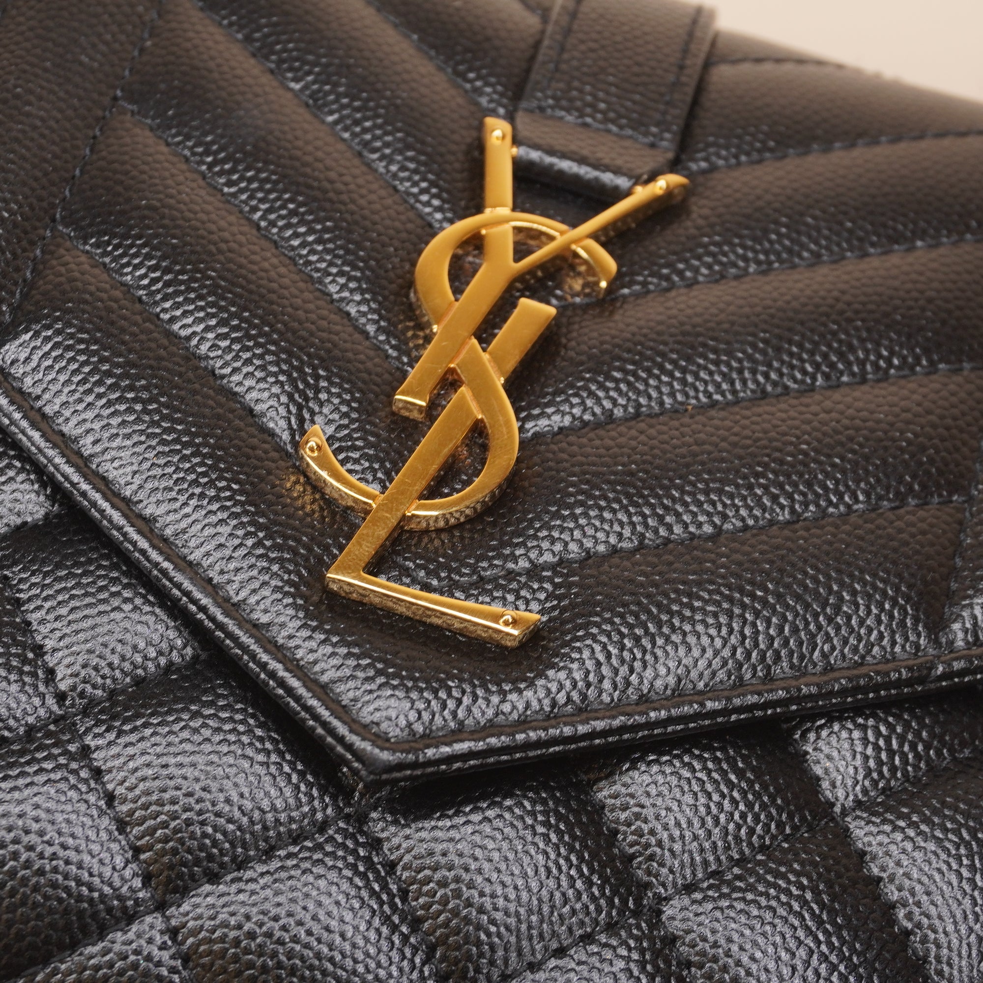 PRE-OWNED Black Grain De Poudre Textured Mixed Matelasse Triquilt Monogram Crossbody Bag