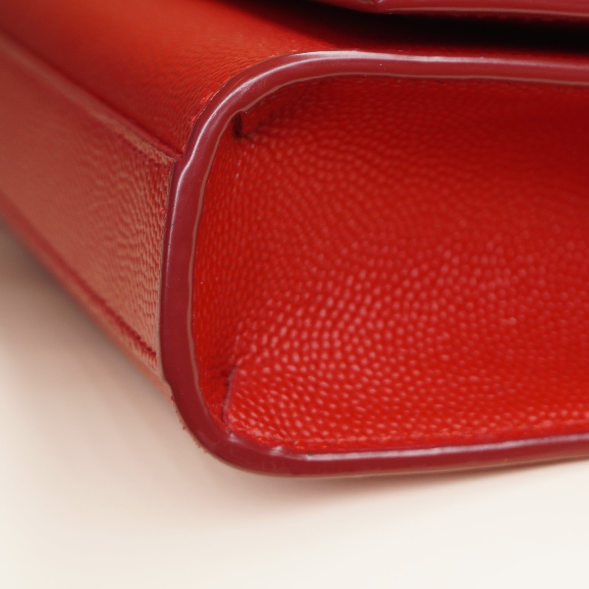 PRE-OWNED Grain De Poudre Classic Monogram Red Cassandre Clutch