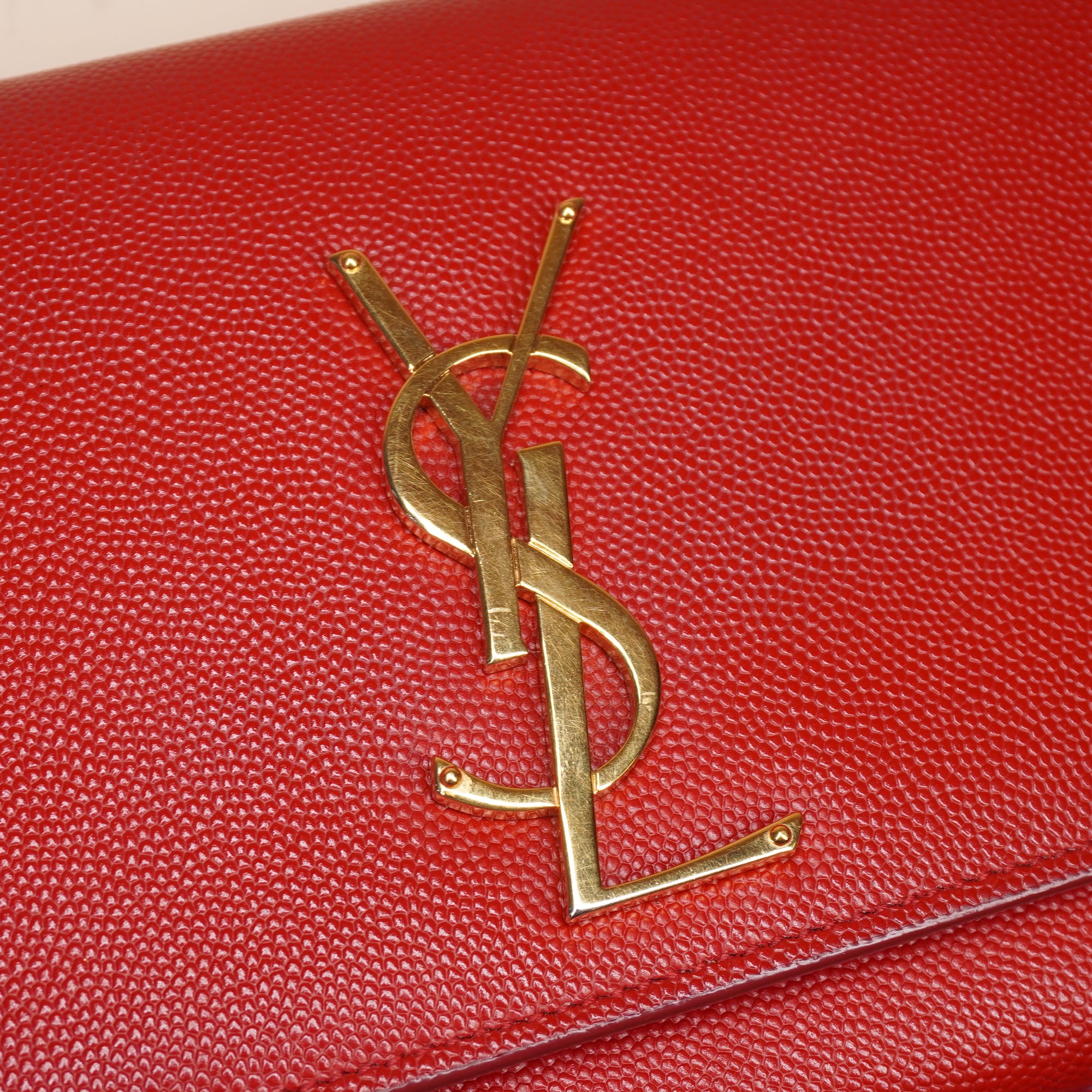 PRE-OWNED Grain De Poudre Classic Monogram Red Cassandre Clutch