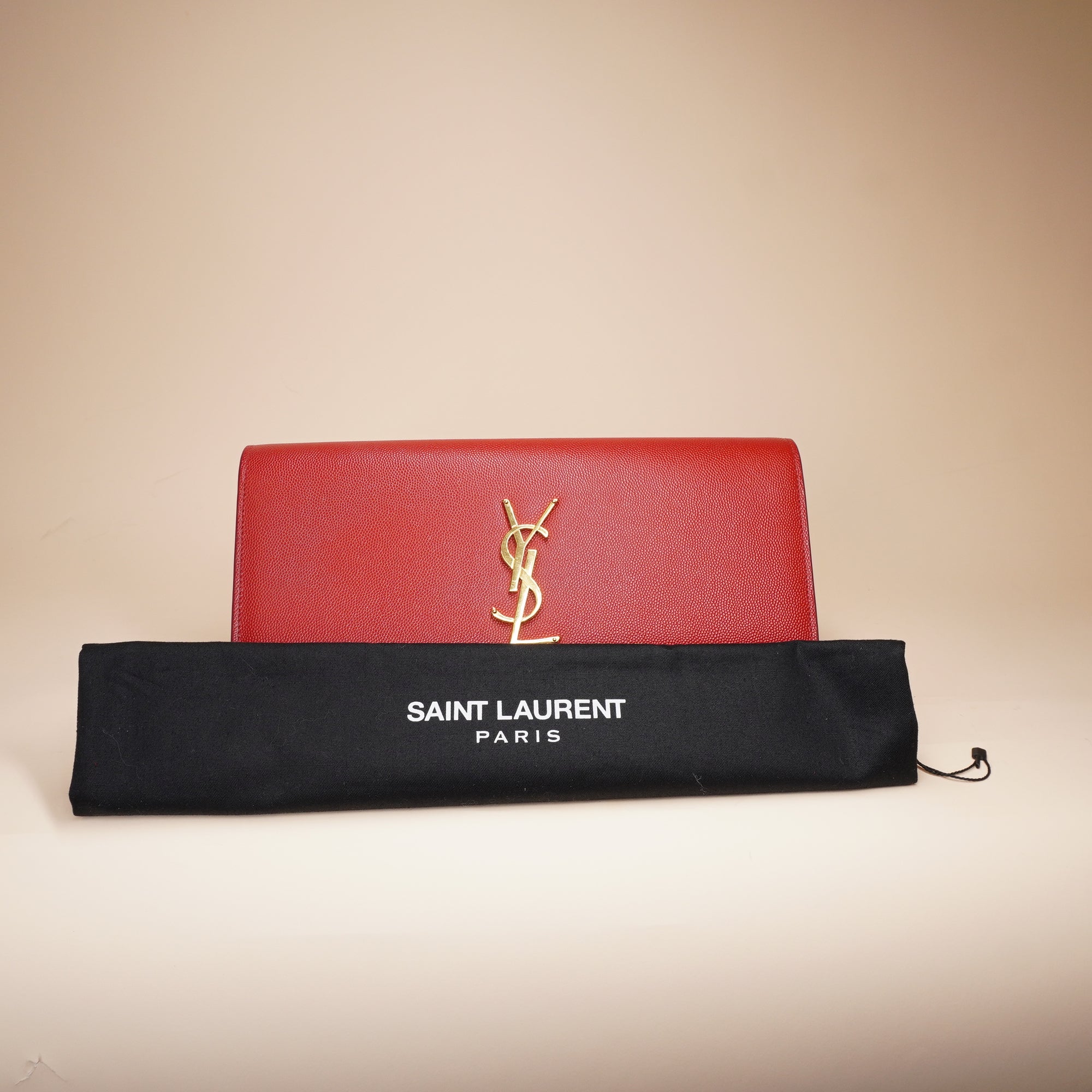 PRE-OWNED Grain De Poudre Classic Monogram Red Cassandre Clutch