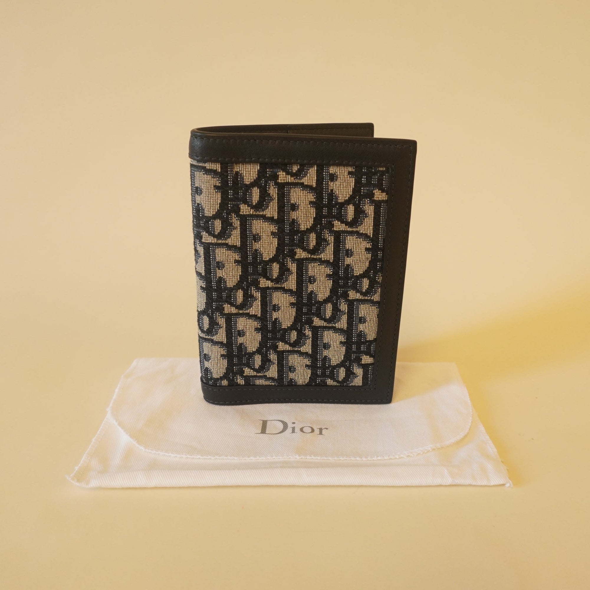 PRE-OWNED Calfskin Oblique Canvas Passport Holder