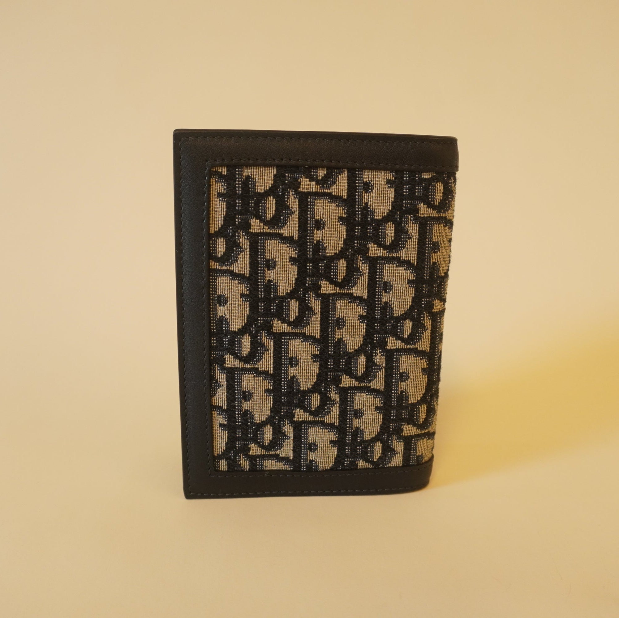 PRE-OWNED Calfskin Oblique Canvas Passport Holder