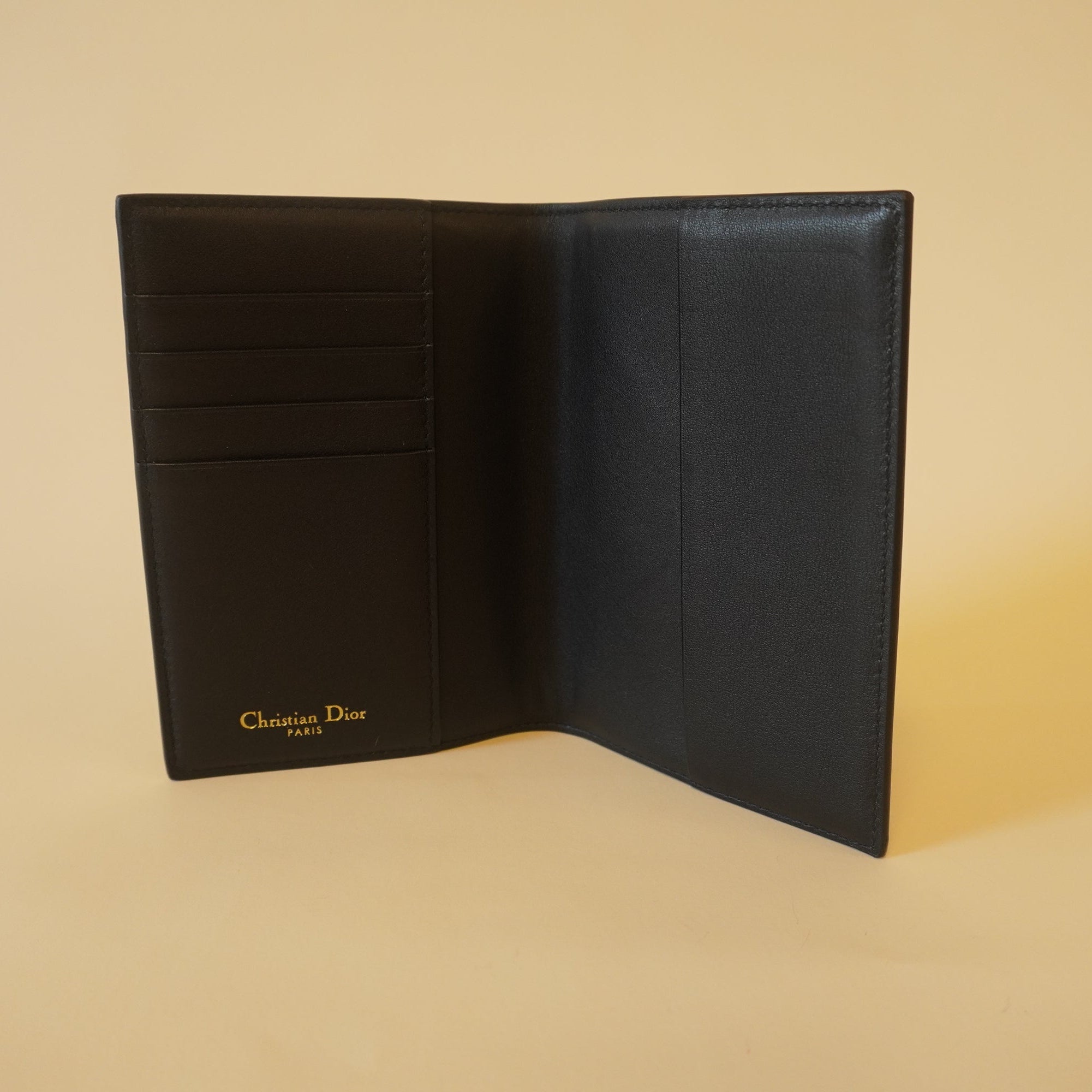 PRE-OWNED Calfskin Oblique Canvas Passport Holder