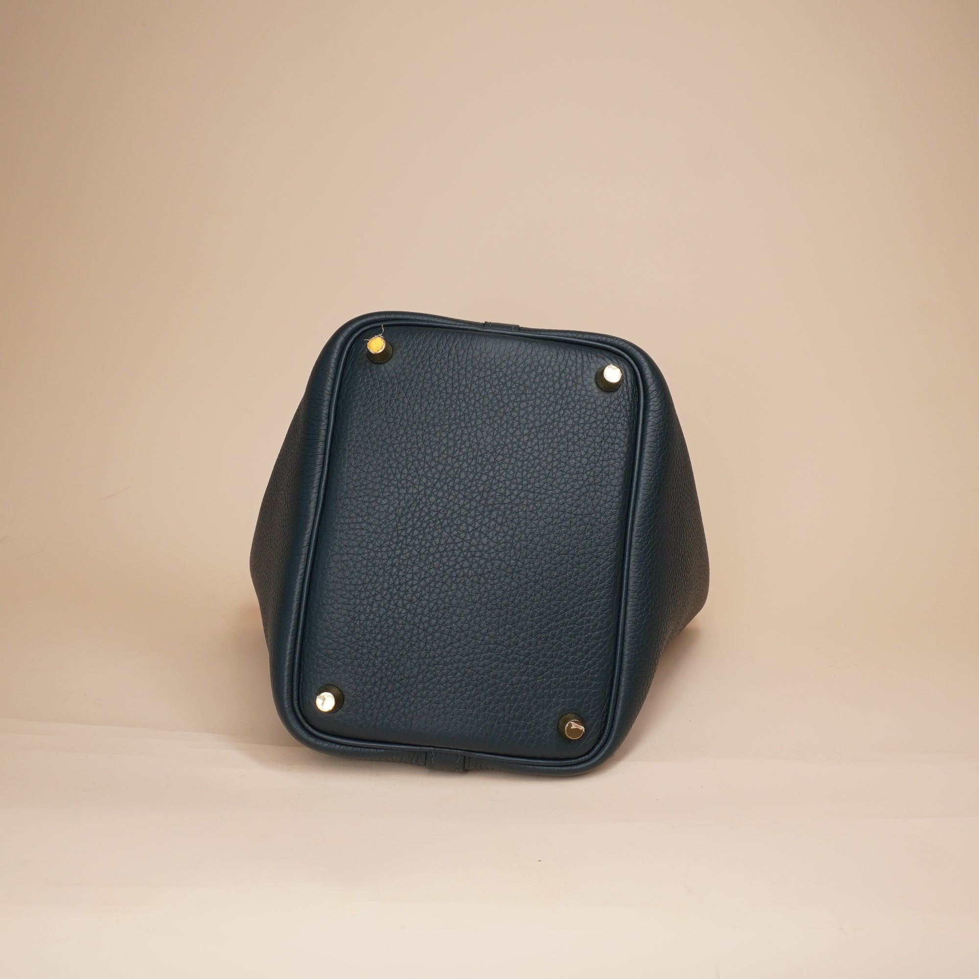 PRE-OWNED Picotin Leather Mini Bag Navy in Leather