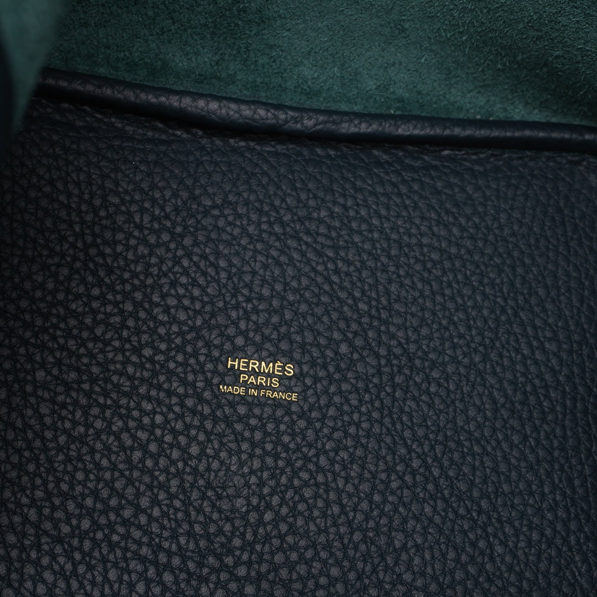PRE-OWNED Picotin Leather Mini Bag Navy in Leather