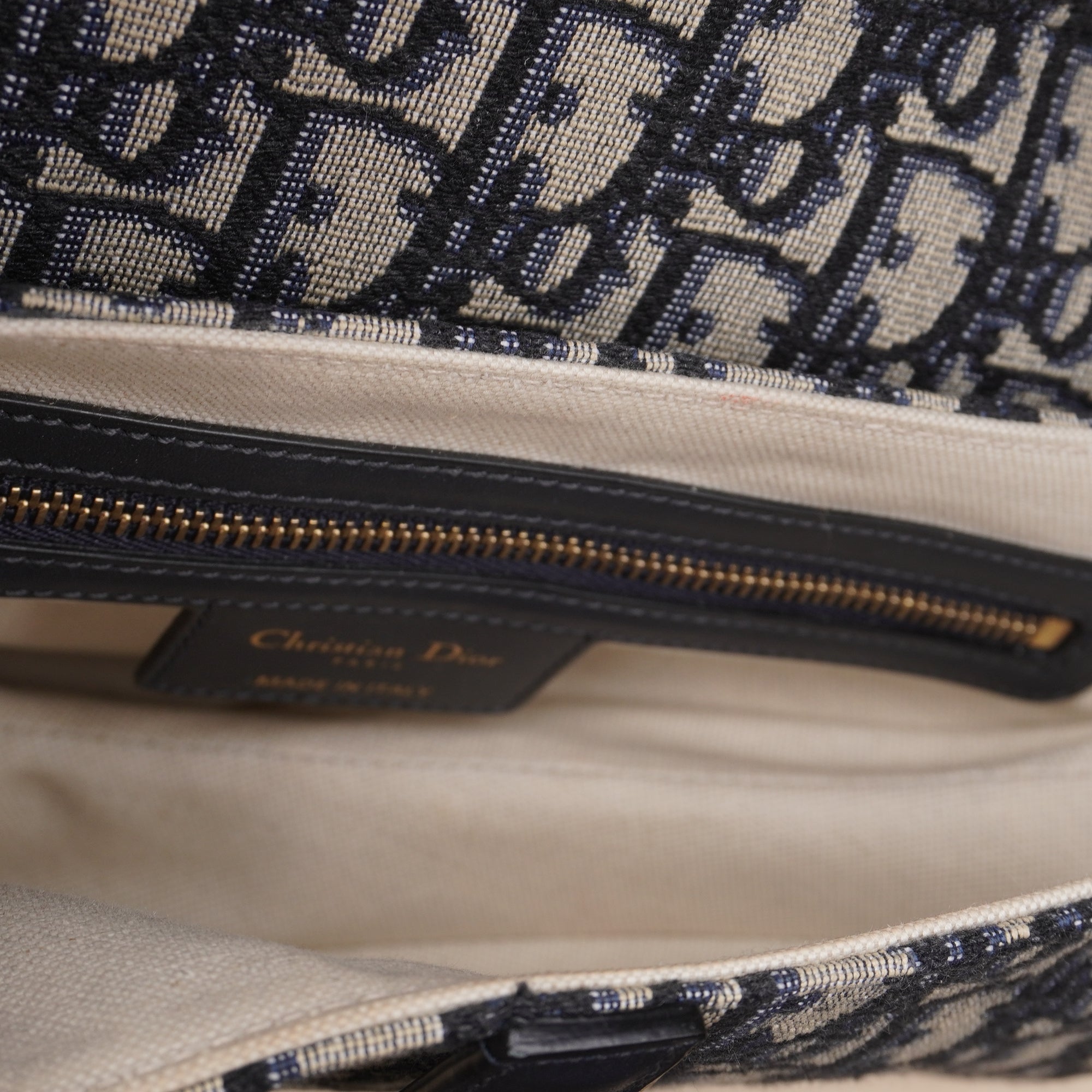 PRE-OWNED Saddle Bag Mini Blue Oblique Jacquard With Shoulder Strap