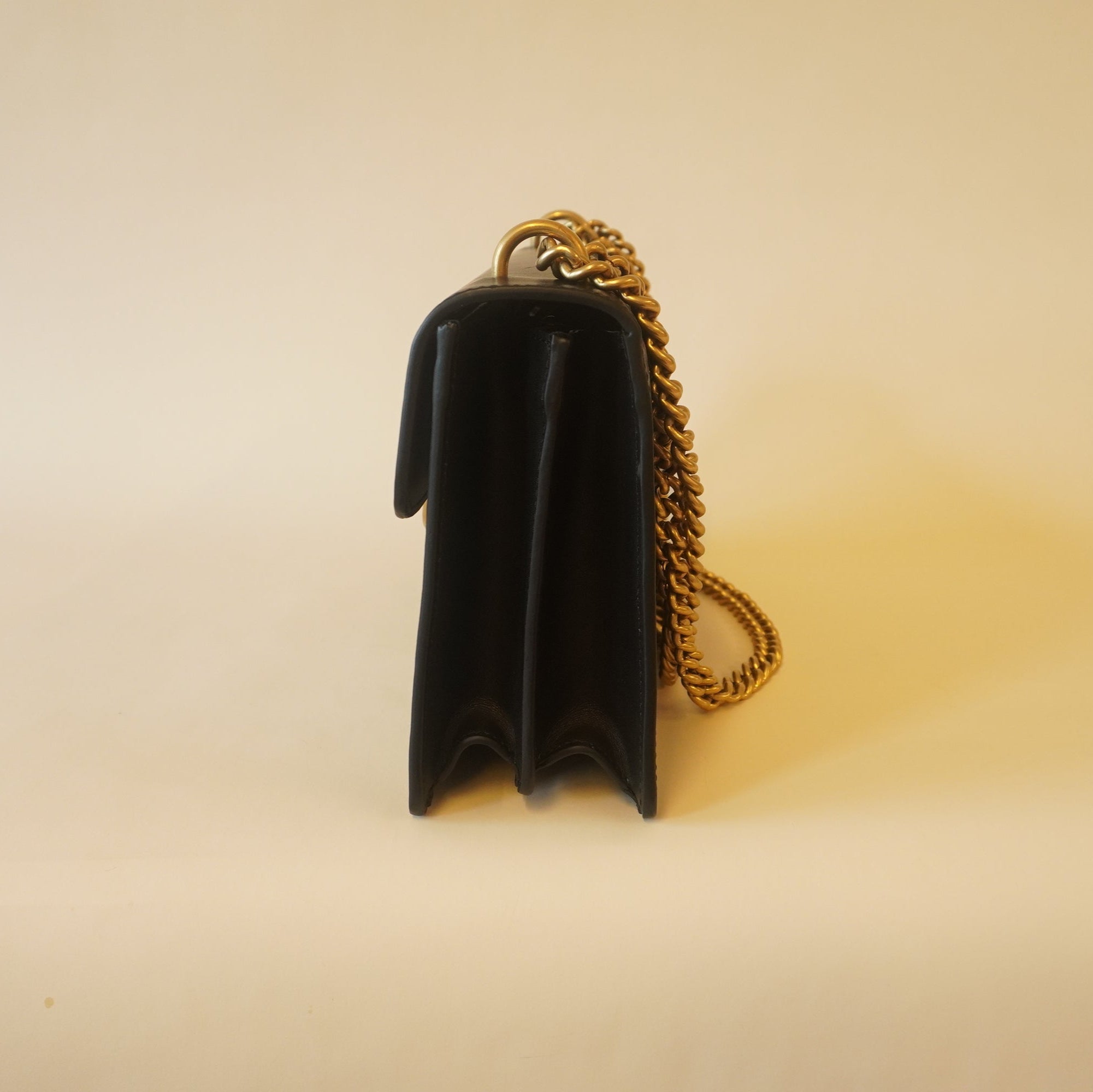 PRE-OWNED GG Black Knight Calfskin Malaga Kid Heart Medium Shoulder Bag