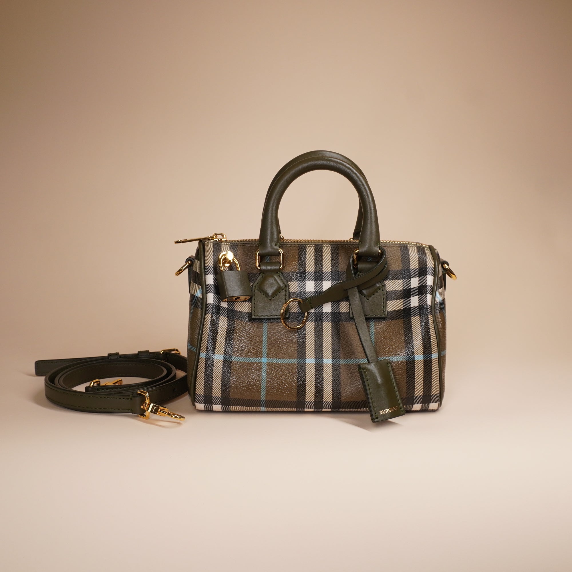 PRE-OWNED Vintage Check Coated Canvas Bowling Bag