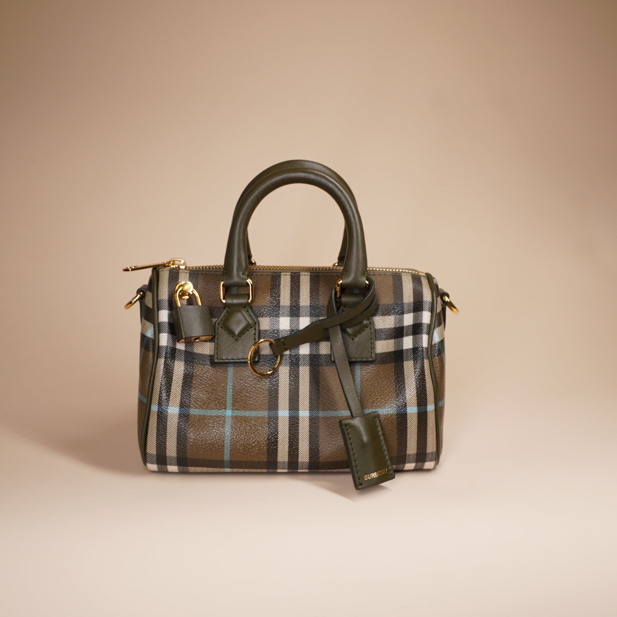 PRE-OWNED Vintage Check Coated Canvas Bowling Bag
