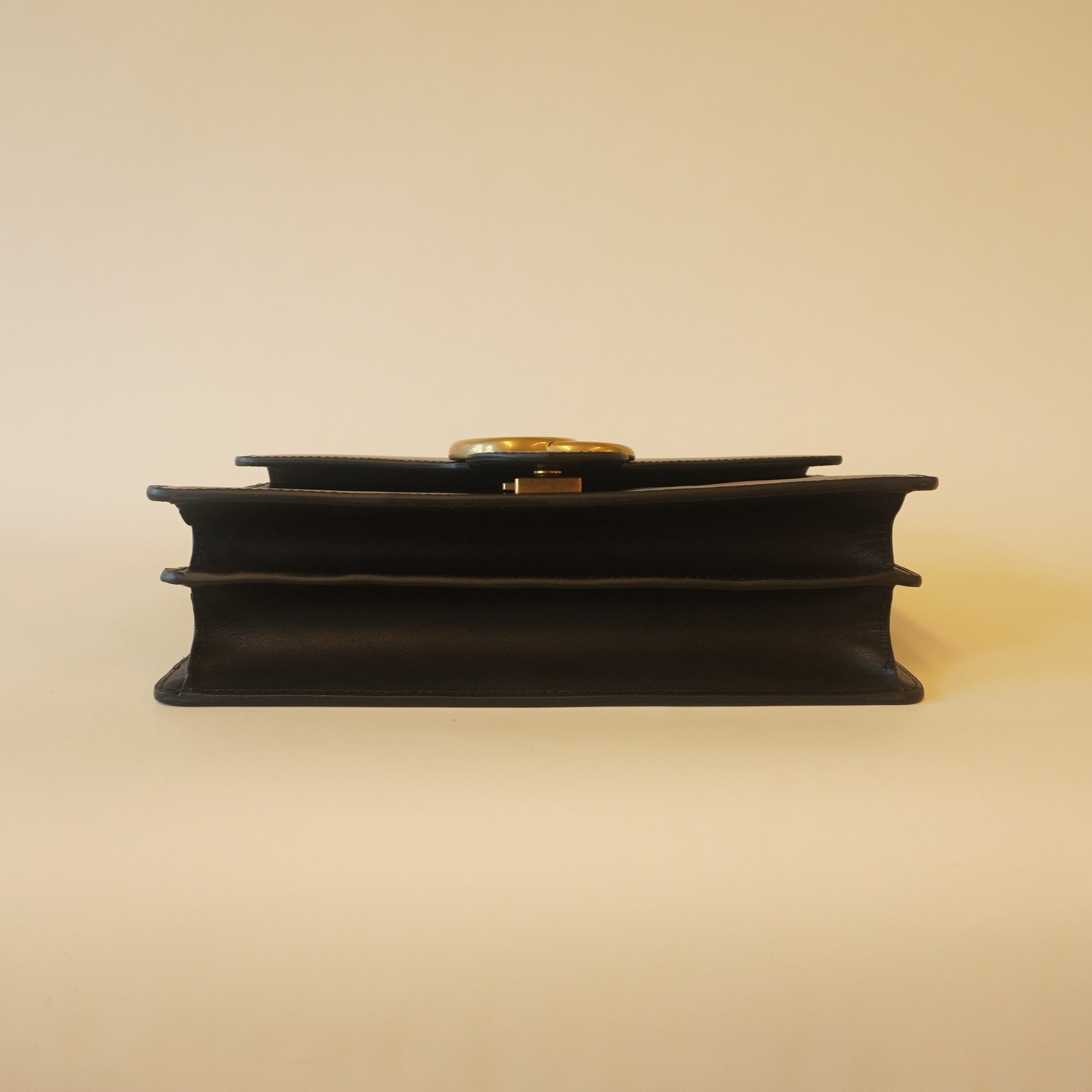 PRE-OWNED GG Black Knight Calfskin Malaga Kid Heart Medium Shoulder Bag