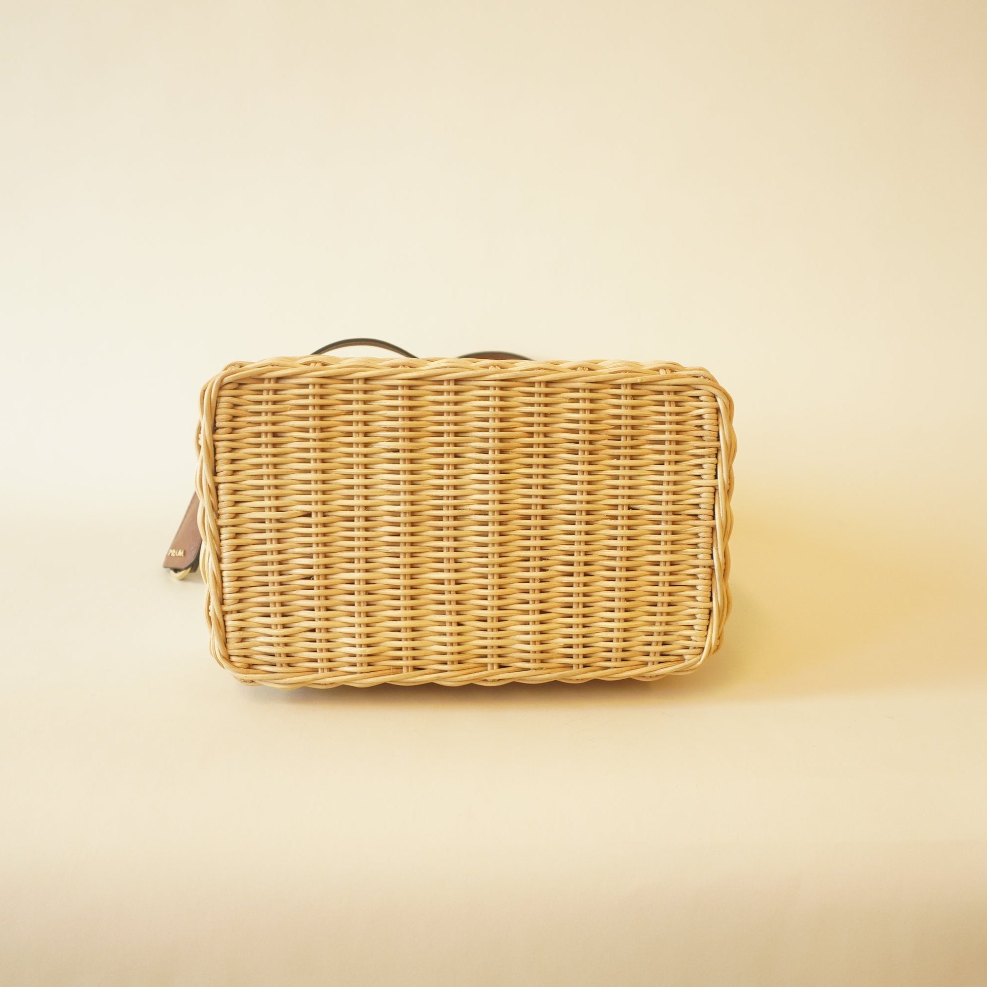 PRE-OWNED Wicker Canvas Bucket Naturale Shoulder Bag
