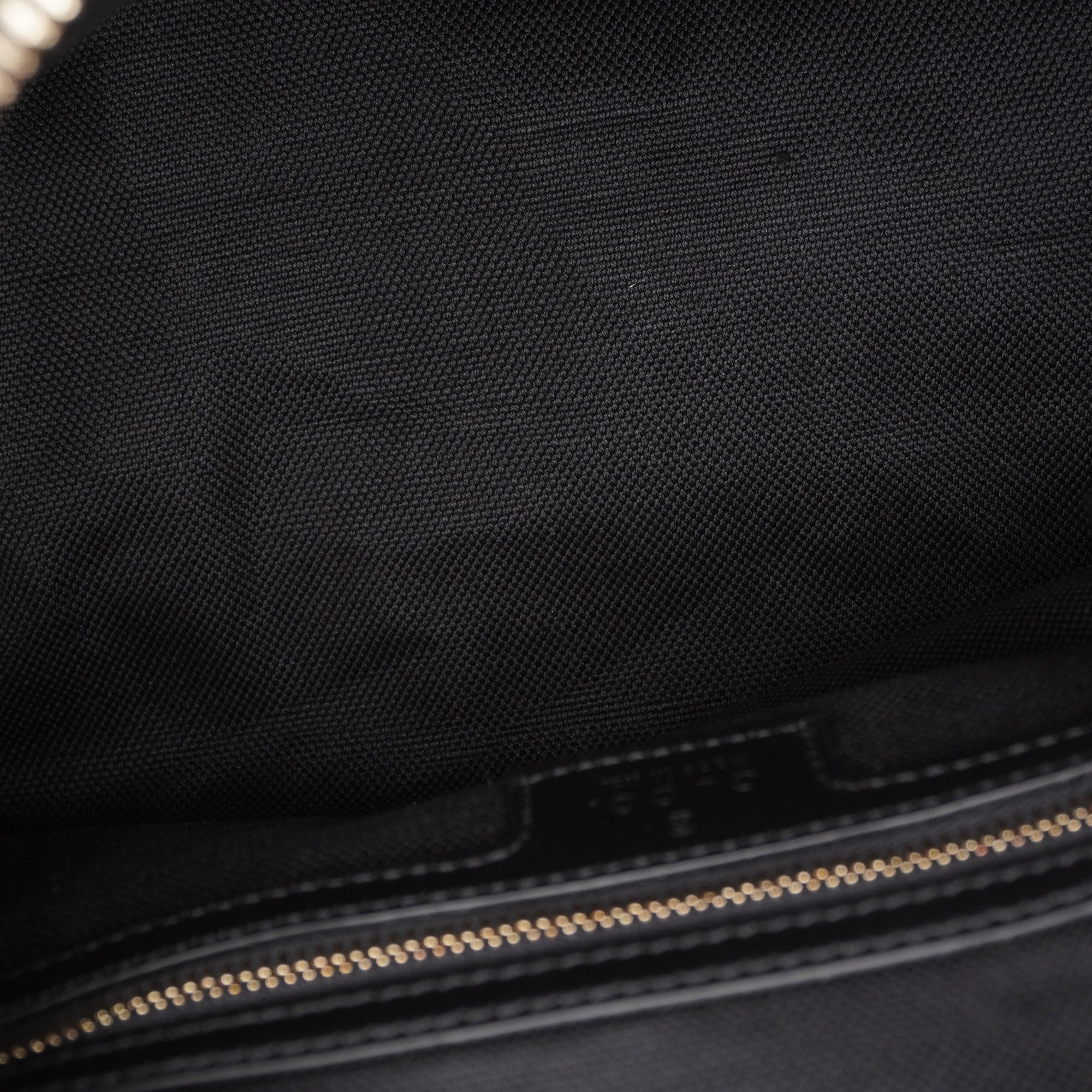 PRE-OWNED GG Grainy Calfskin Emblem Small Boston Bag Black
