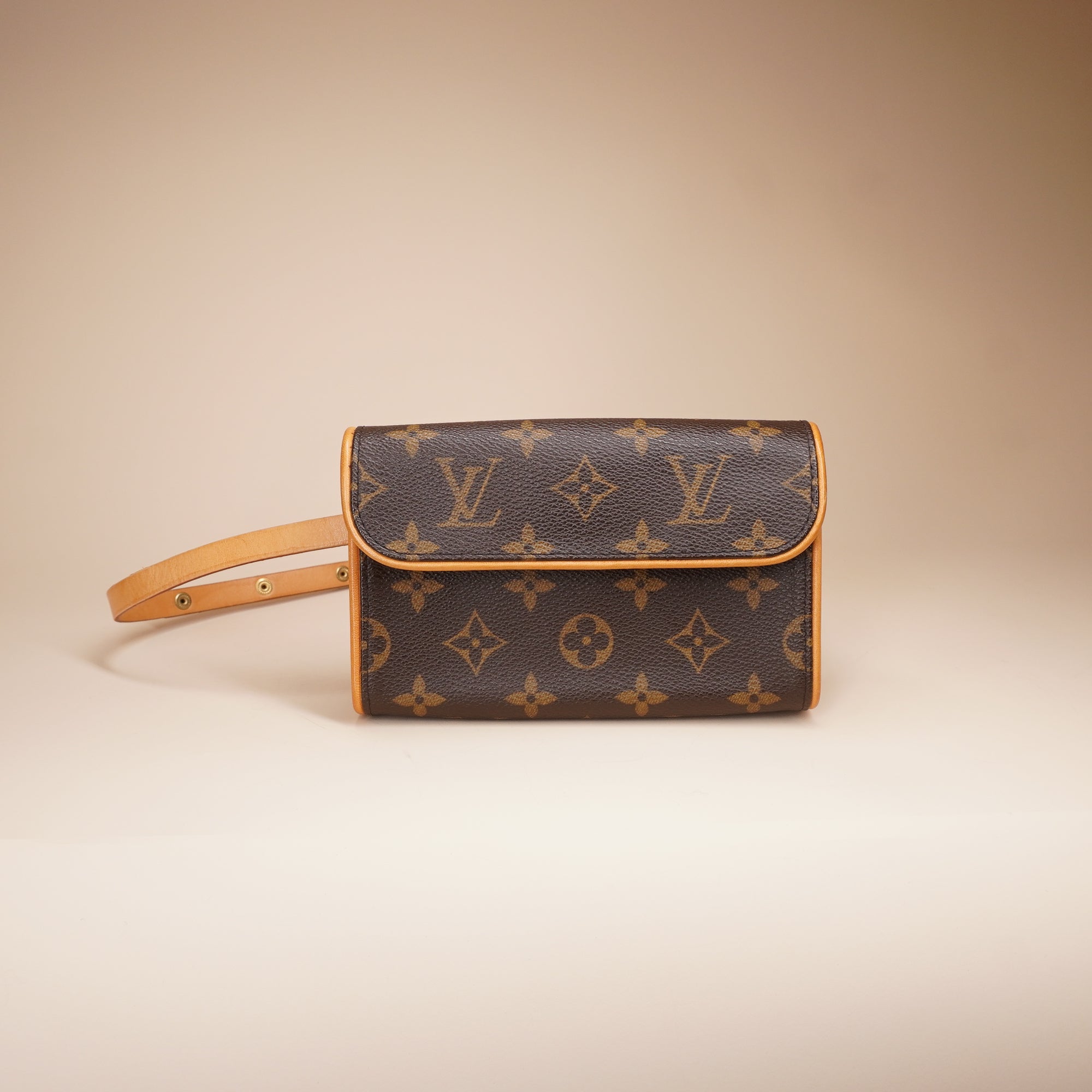 PRE-OWNED LV Monogram Pochette Florentine Brown Belt Bag