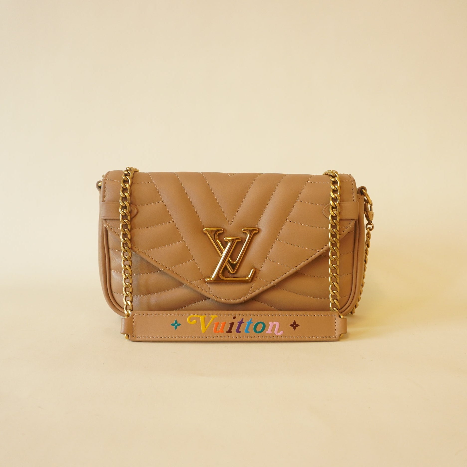 PRE-OWNED LV Sand Beige New Wave Shoulder Bag