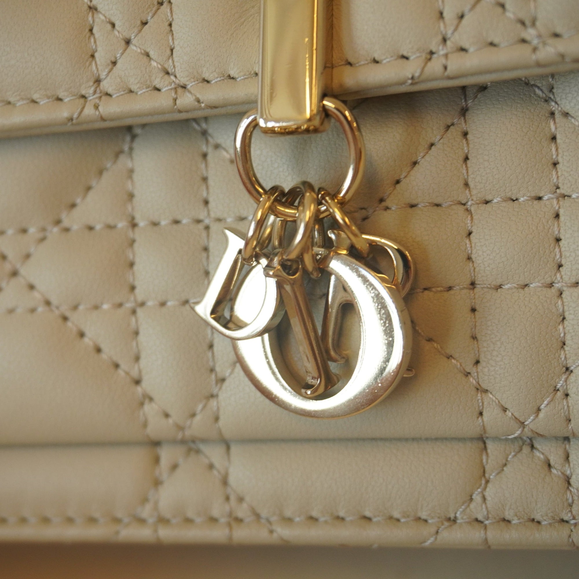 PRE-OWNED  Lambskin Chain Lady Dior Chain Pouch or Shoulder Bag