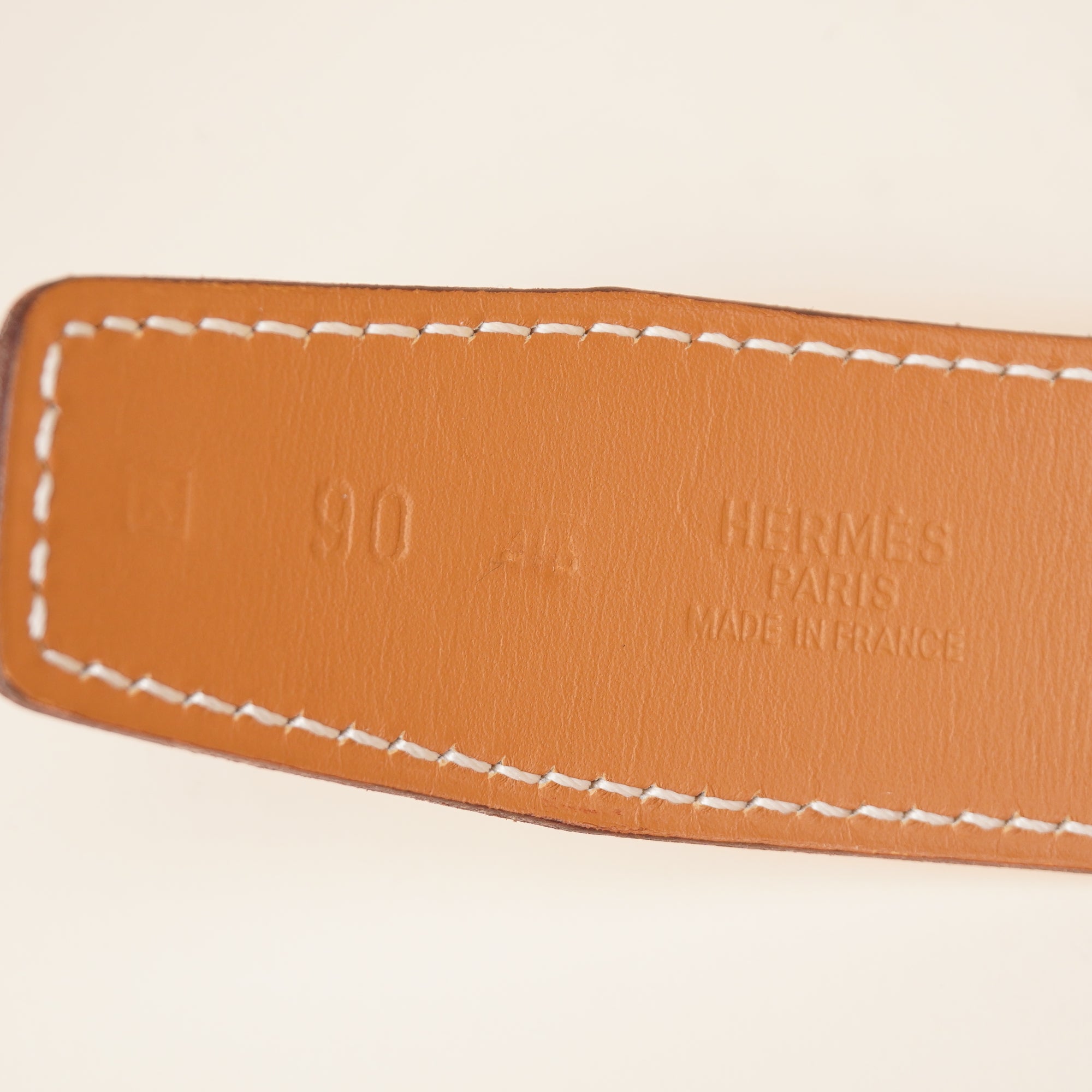 HERMES - White Reversible Constance Belt Size 90