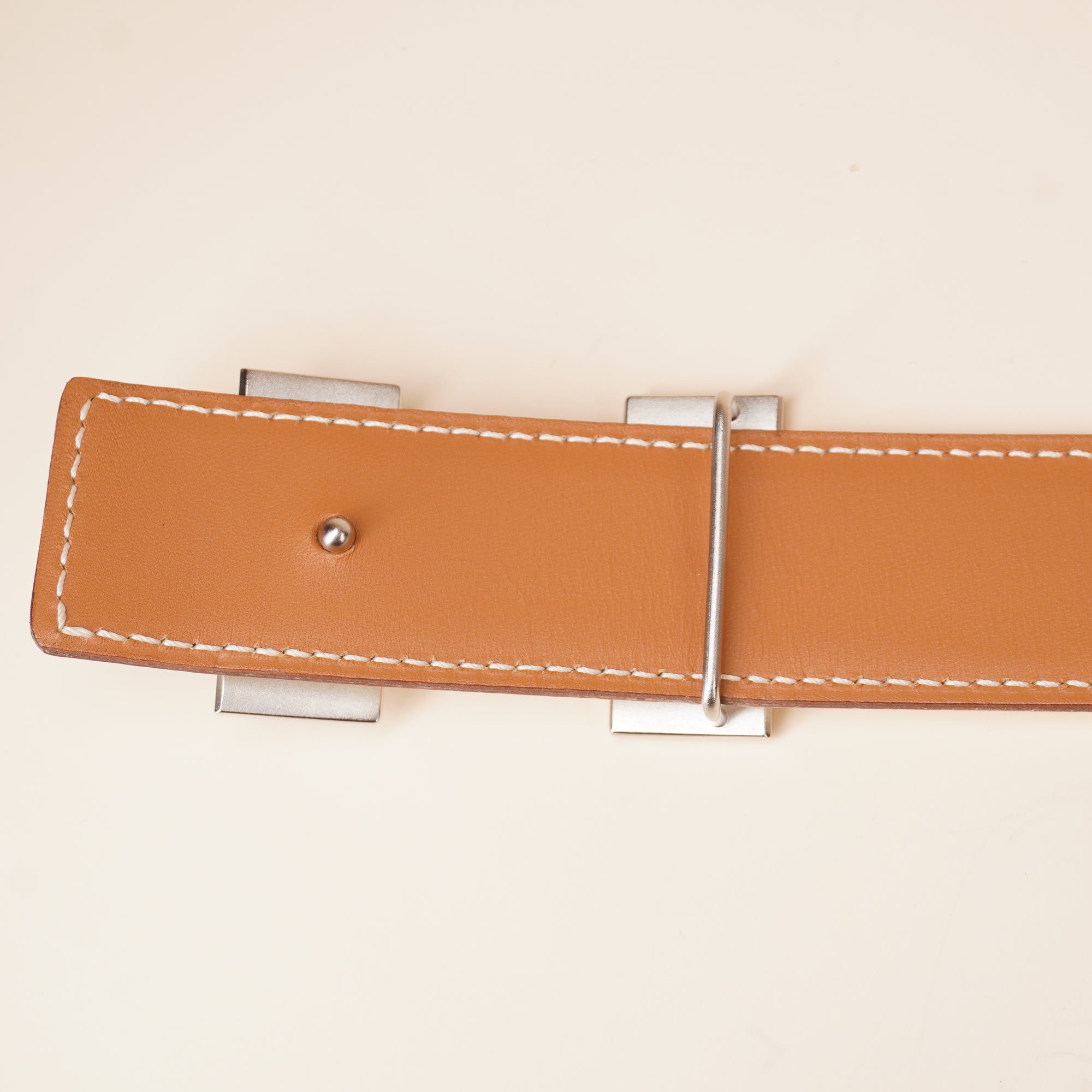 HERMES - White Reversible Constance Belt Size 90