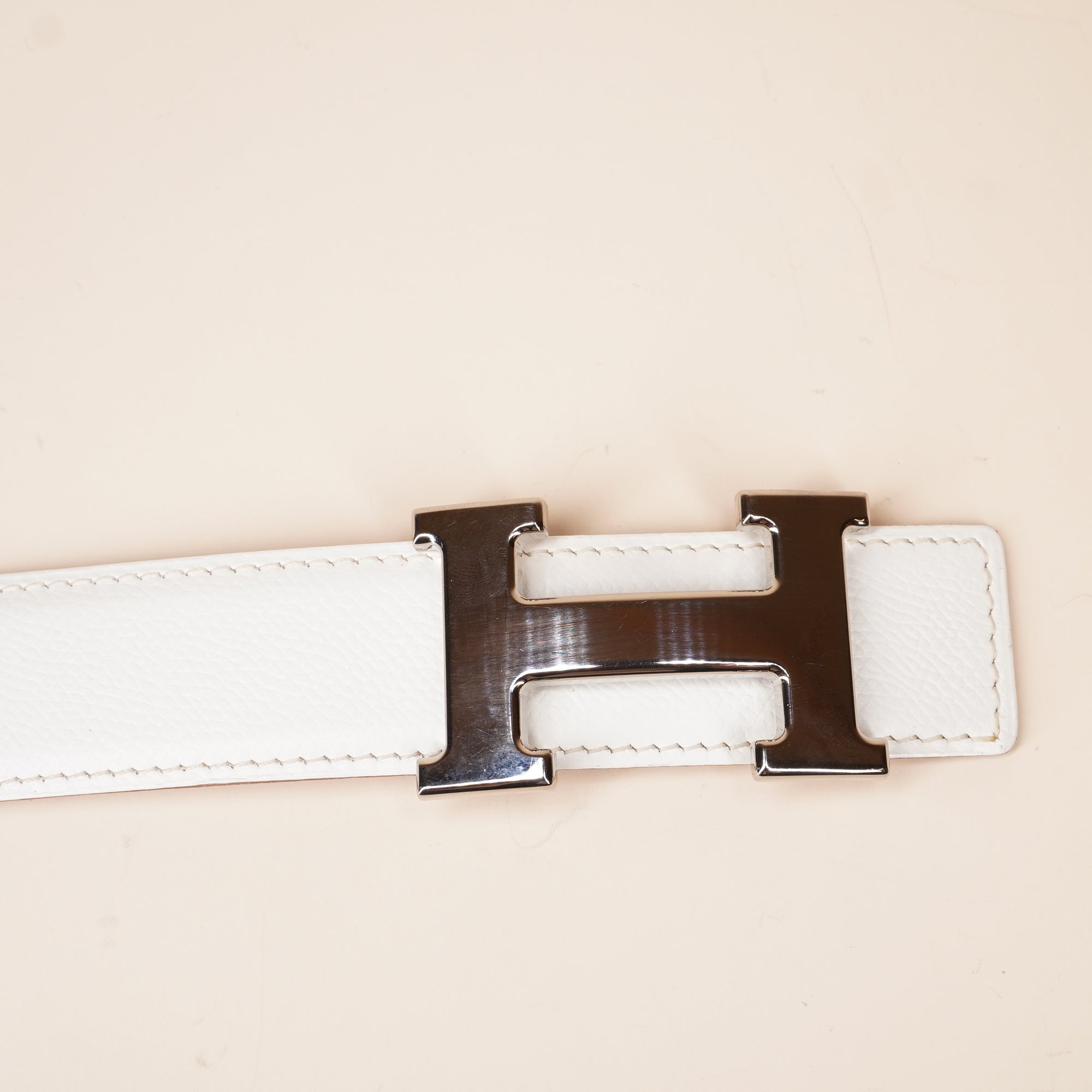 HERMES - White Reversible Constance Belt Size 90