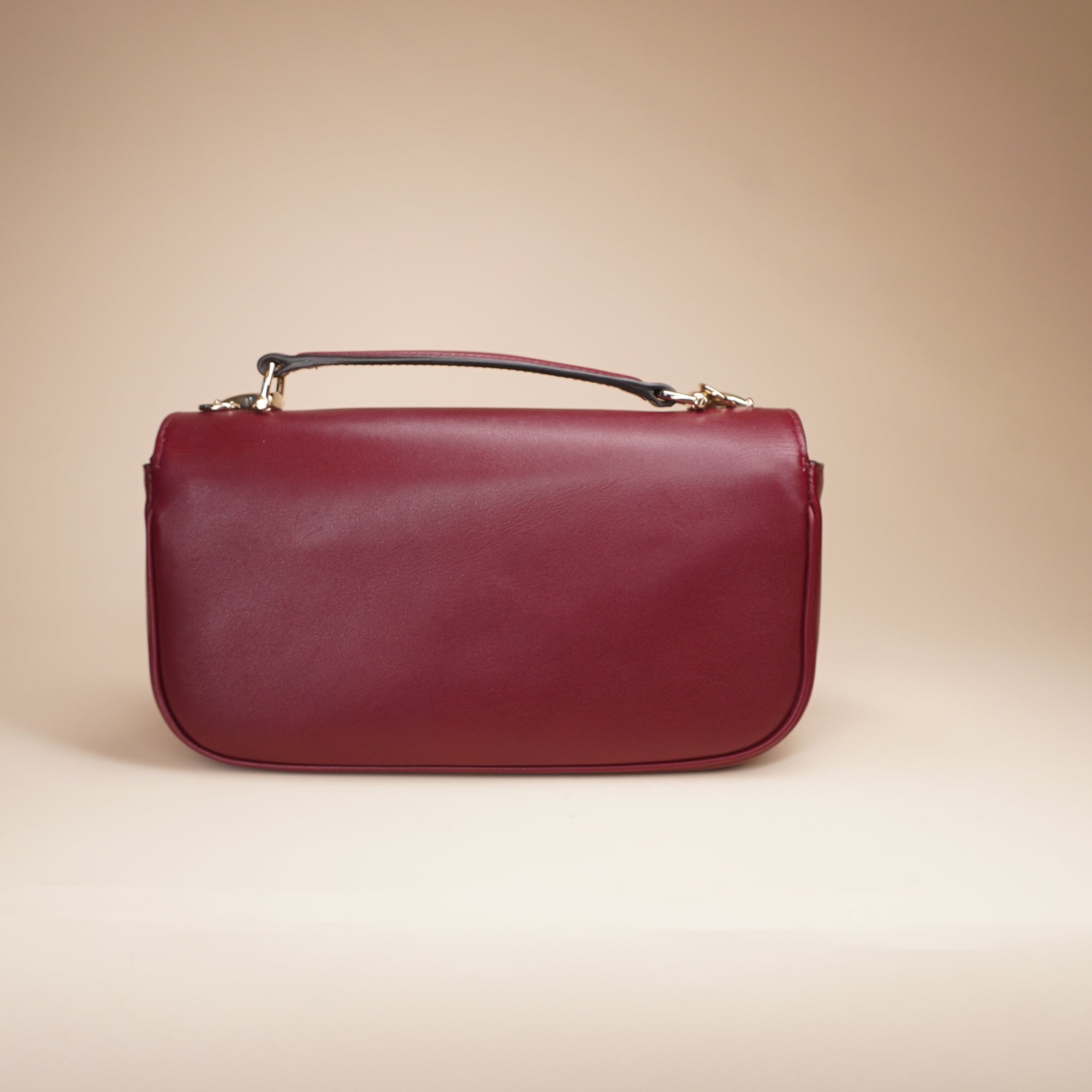 PRE-OWNED GG Soft Burgundy Calfskin Horsebit 1955 Small Shoulder Bag