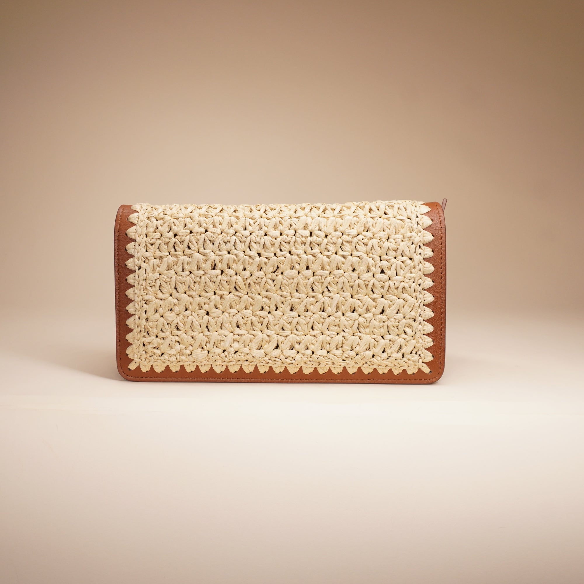 VALENTINO GARAVANI - Beige & Brown VLogo Signature Raffia Shoulder Bag