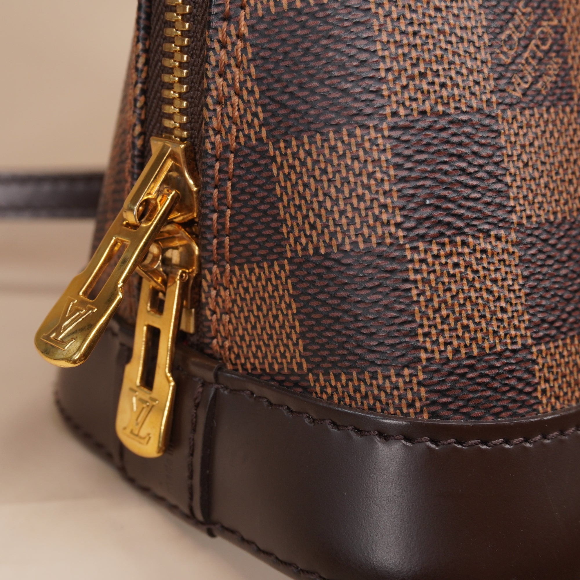 PRE-OWNED LV Alma BB in Damier Ebene Canvas