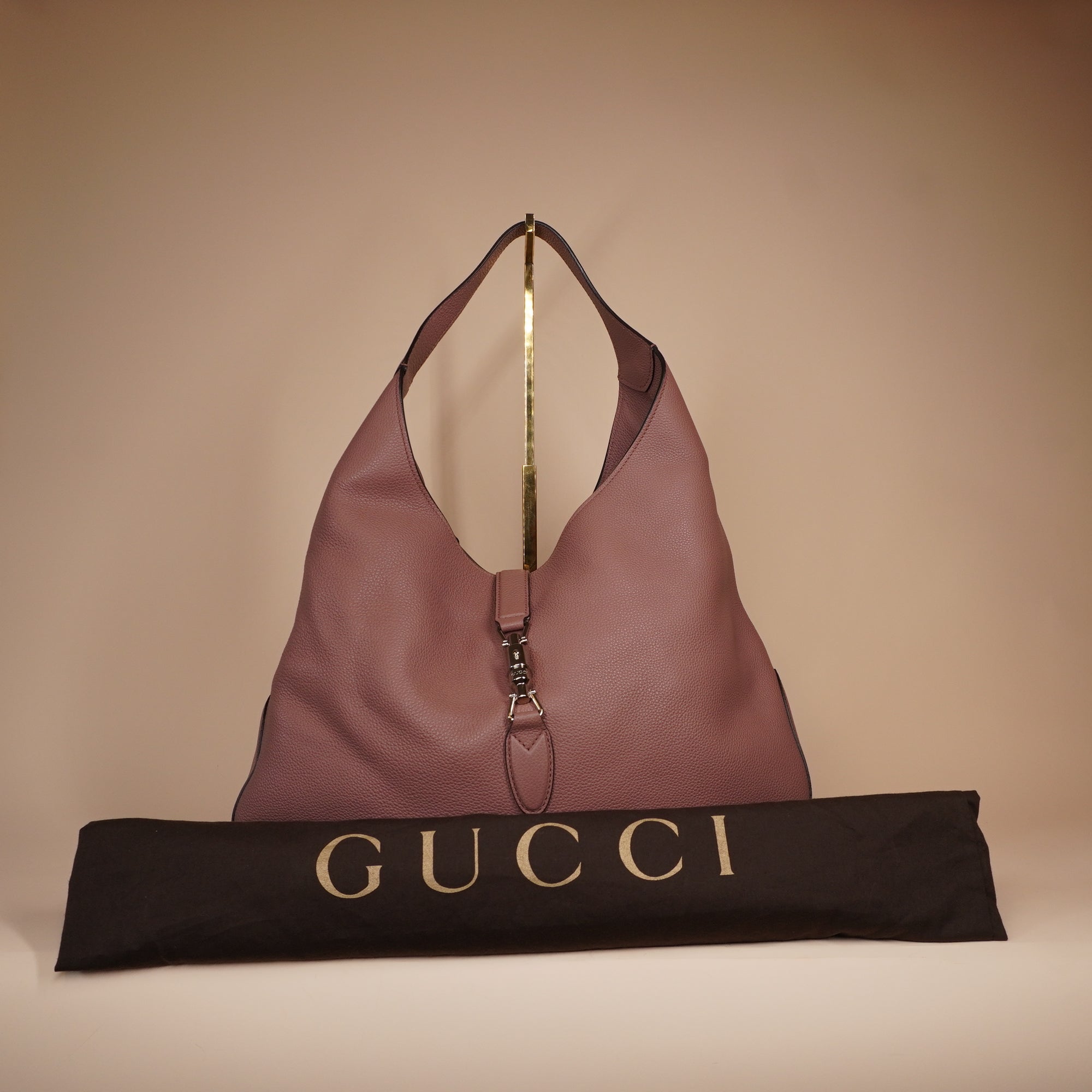 PRE-OWNED GG Jackie Pink Soft Leather Hobo Bag
