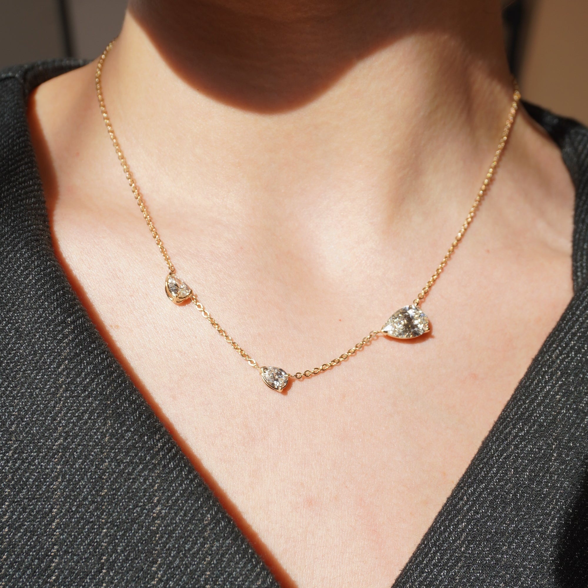 TDC - Large Lab Diamond Triple Pear Necklace