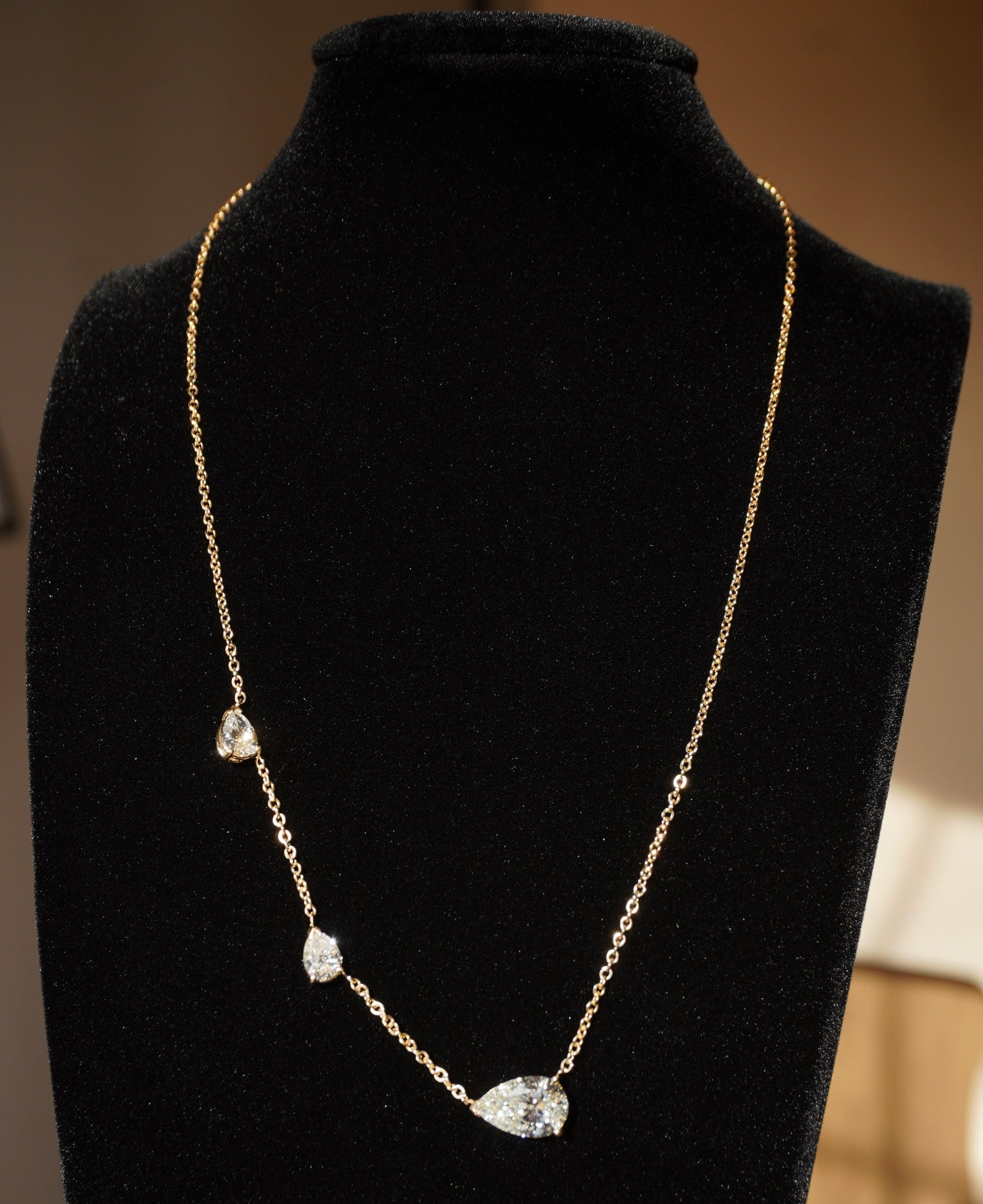TDC - Large Lab Diamond Triple Pear Necklace