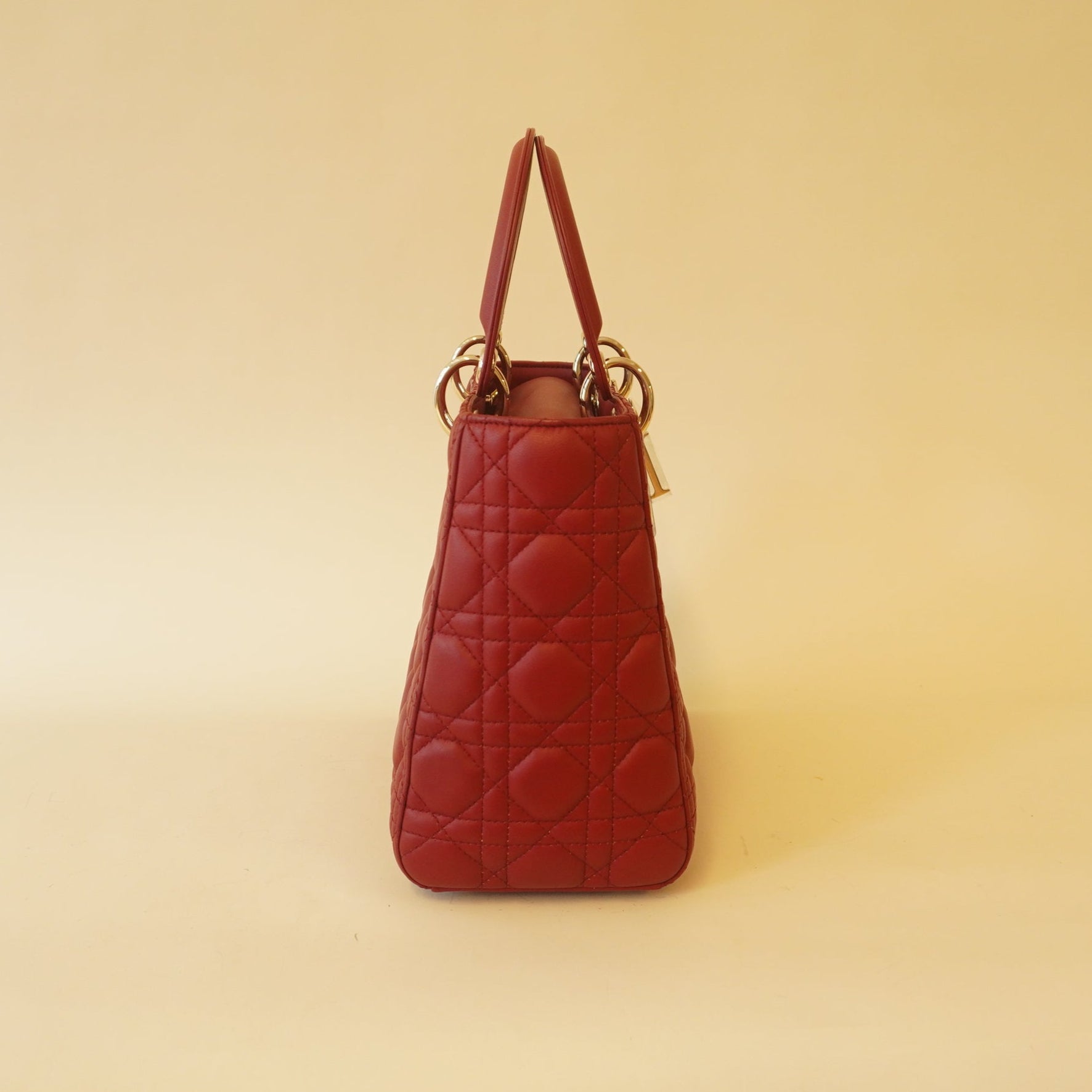 Lady Medium Red Lambskin Leather Shoulder Bag