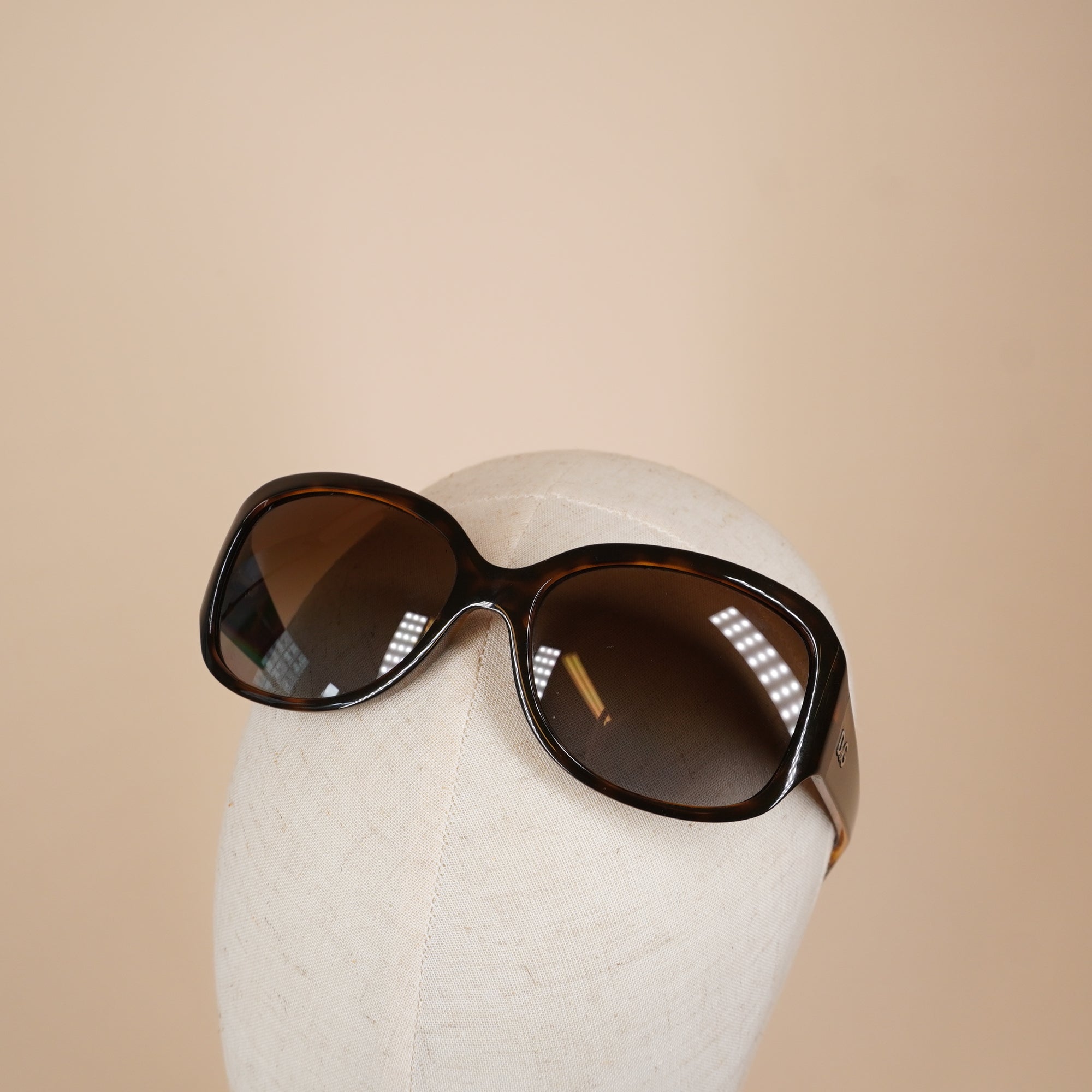 PRE-OWNED Dark Havana Square Sunglasses