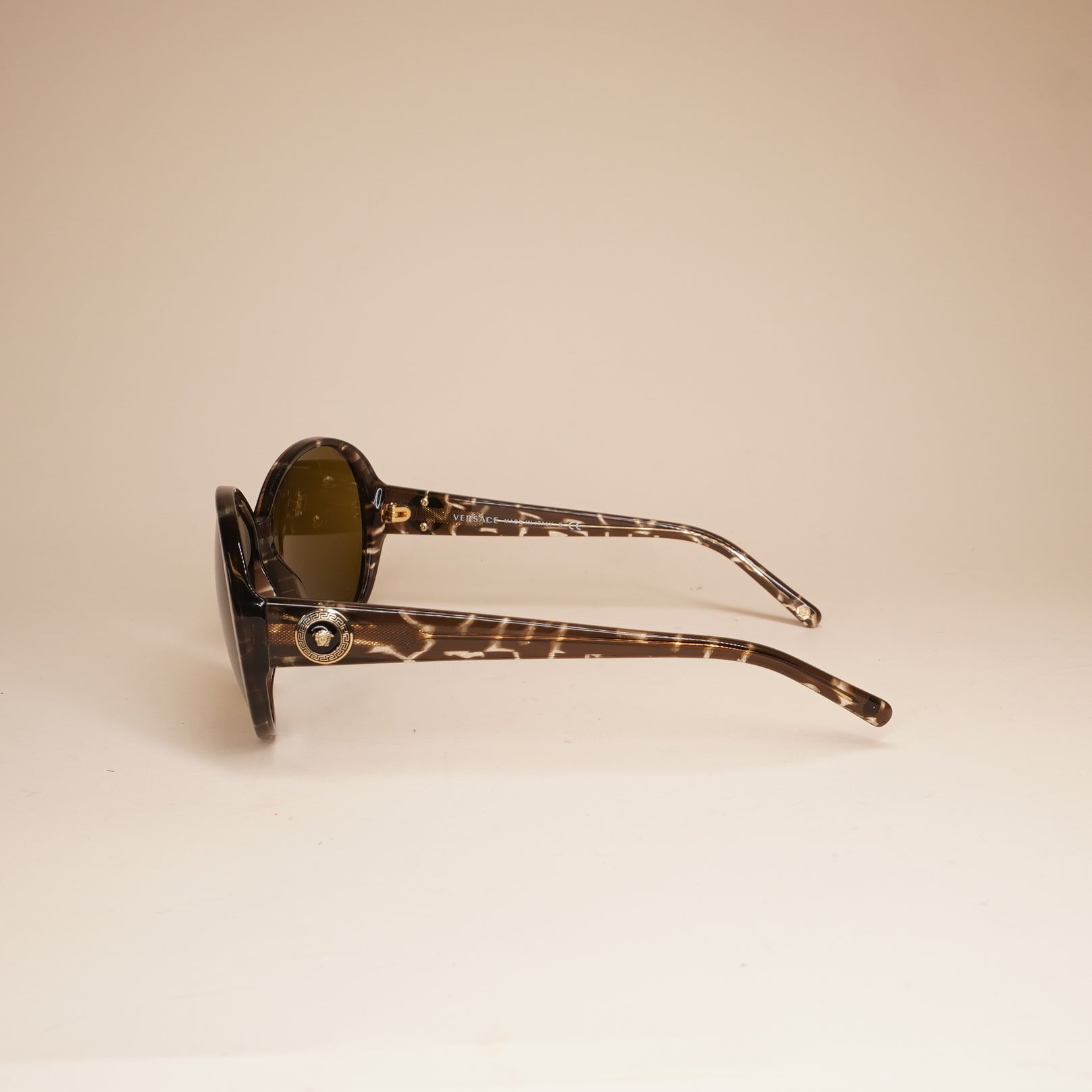 PRE-OWNED Brown Marble Medusa Sunglasses Square