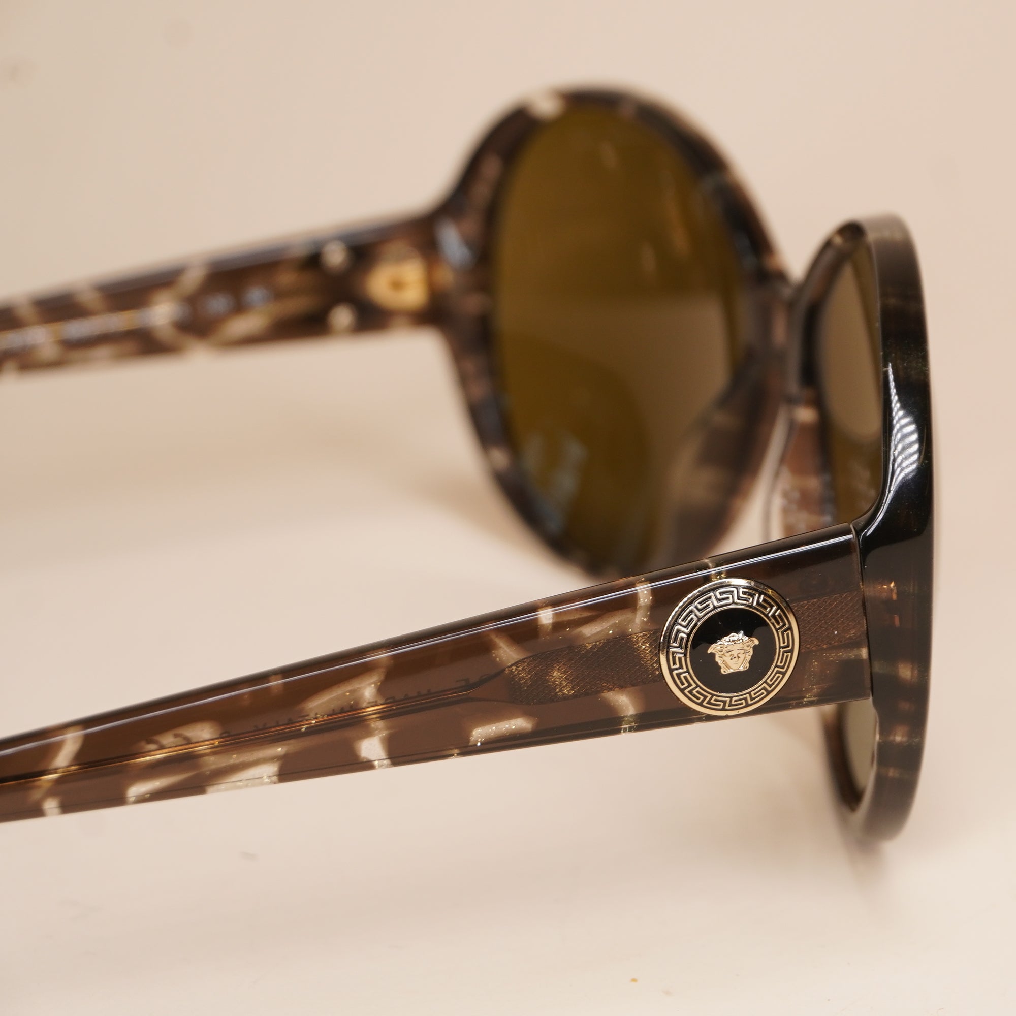 PRE-OWNED Brown Marble Medusa Sunglasses Square